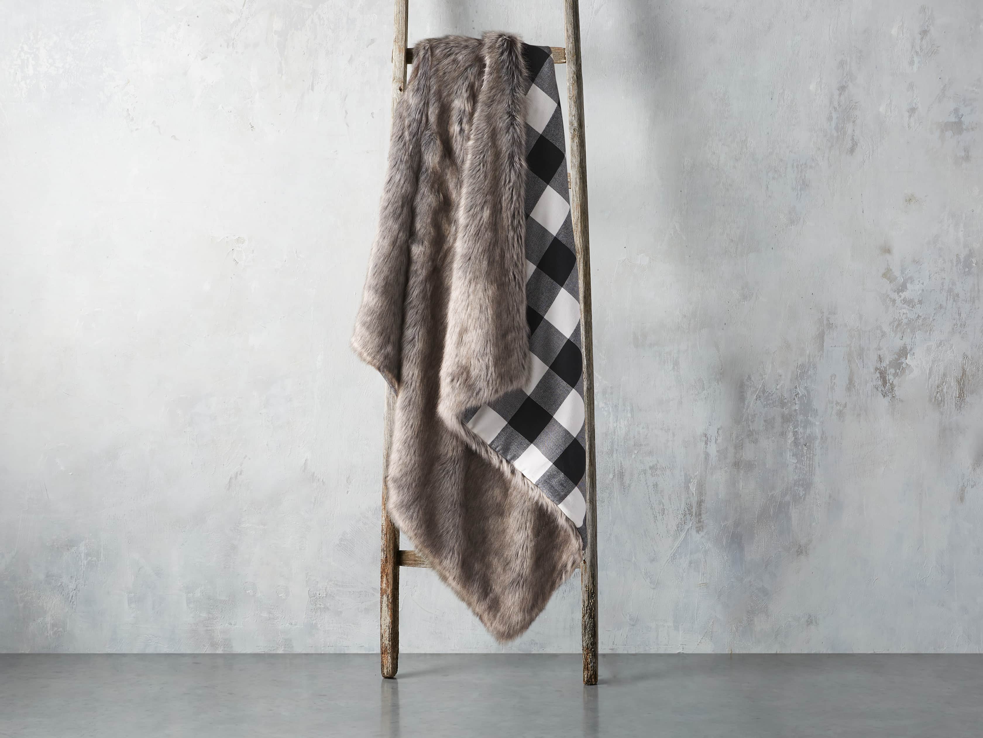 Faux Fur Reversible Buffalo Check Throw, slide 4 of 4