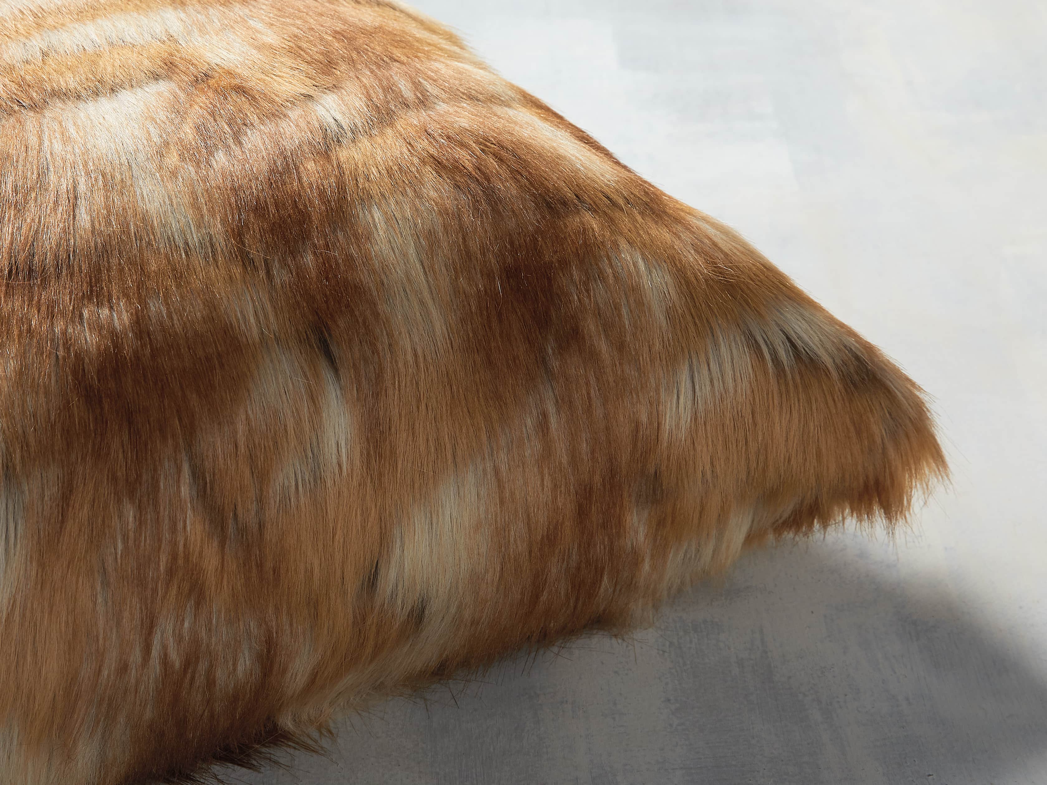 FAUX FUR SQUARE PILLOW COVER IN FOX, slide 2 of 3