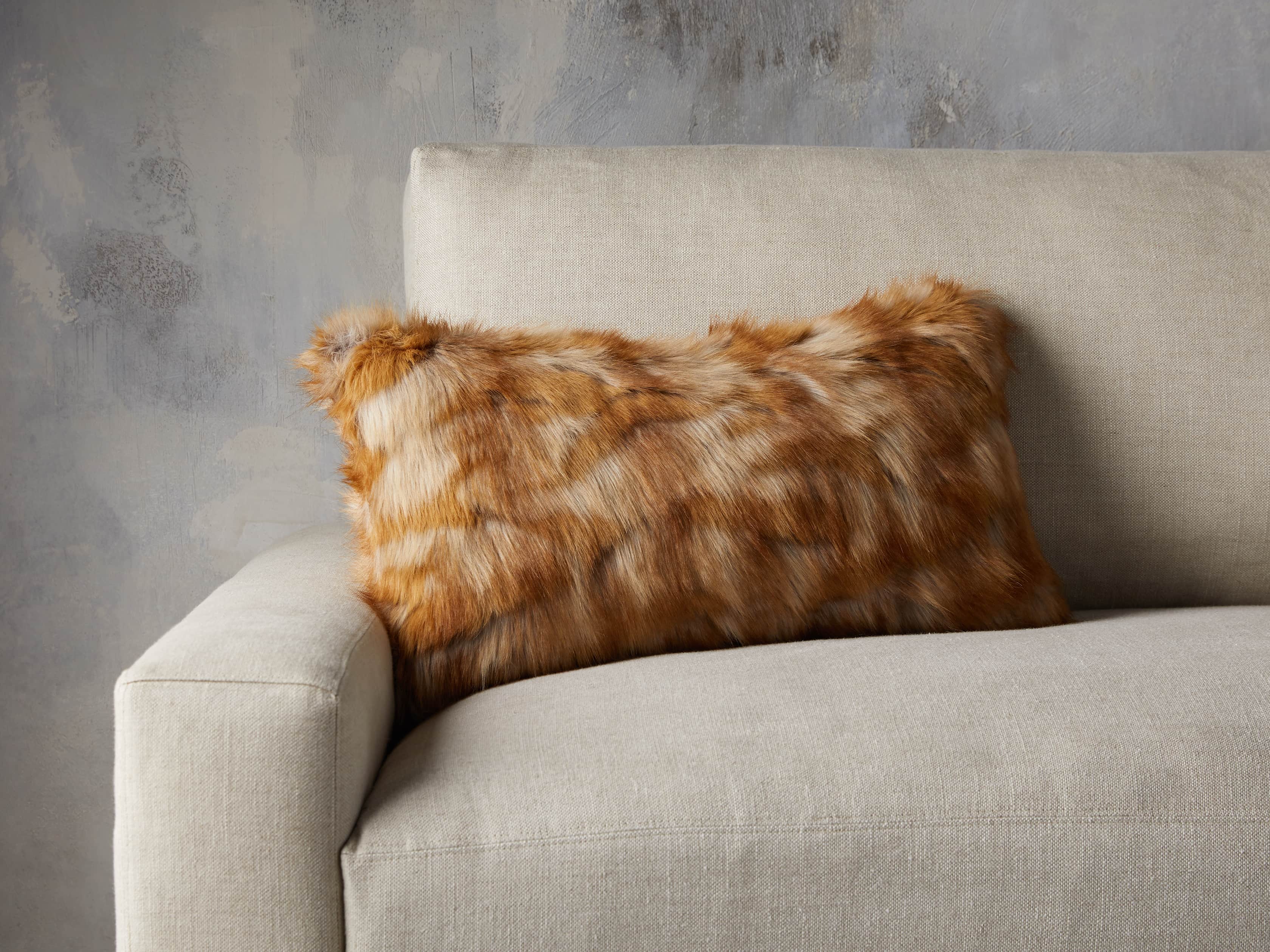Faux Fur Fox Lumbar Pillow Cover, slide 1 of 4