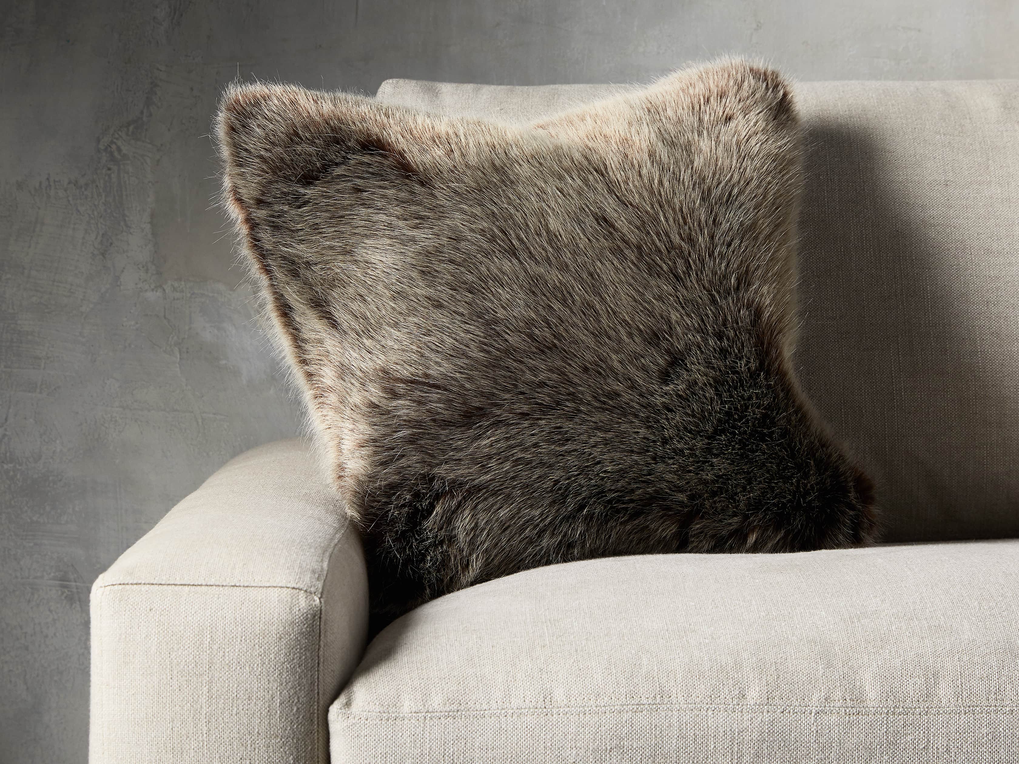 FAUX FUR LUXE SQUARE PILLOW COVER IN BROWN, slide 3 of 3