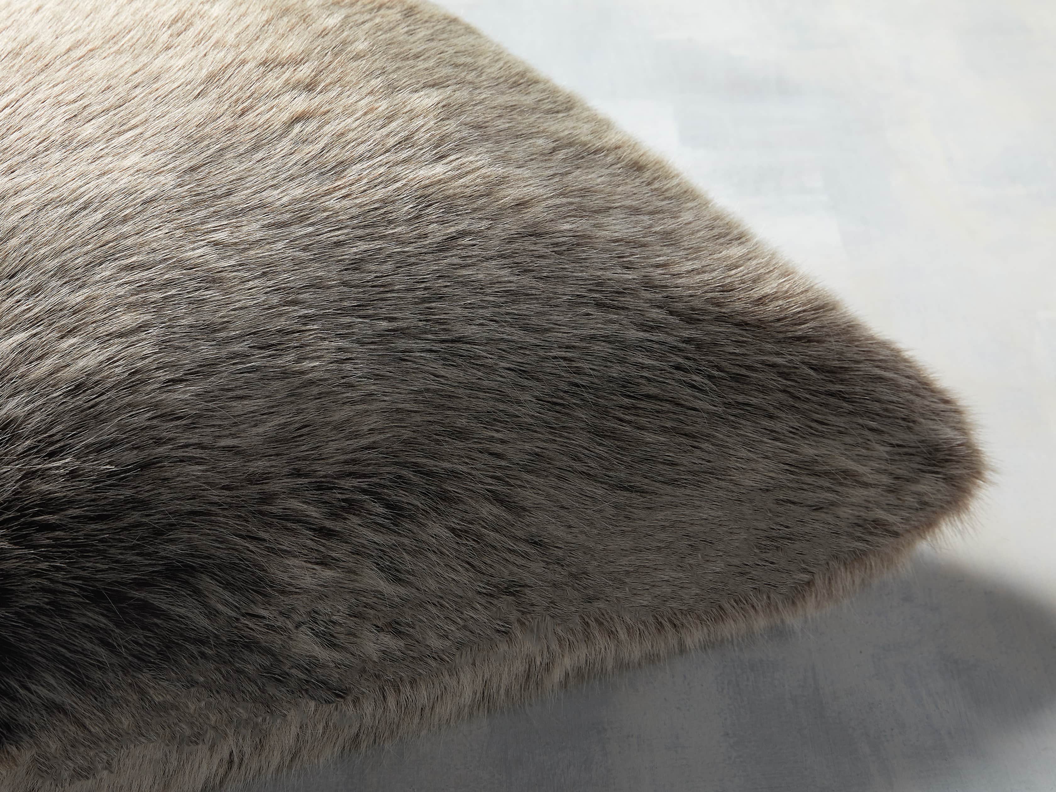 FAUX FUR LUXE SQUARE PILLOW COVER IN BROWN, slide 2 of 3