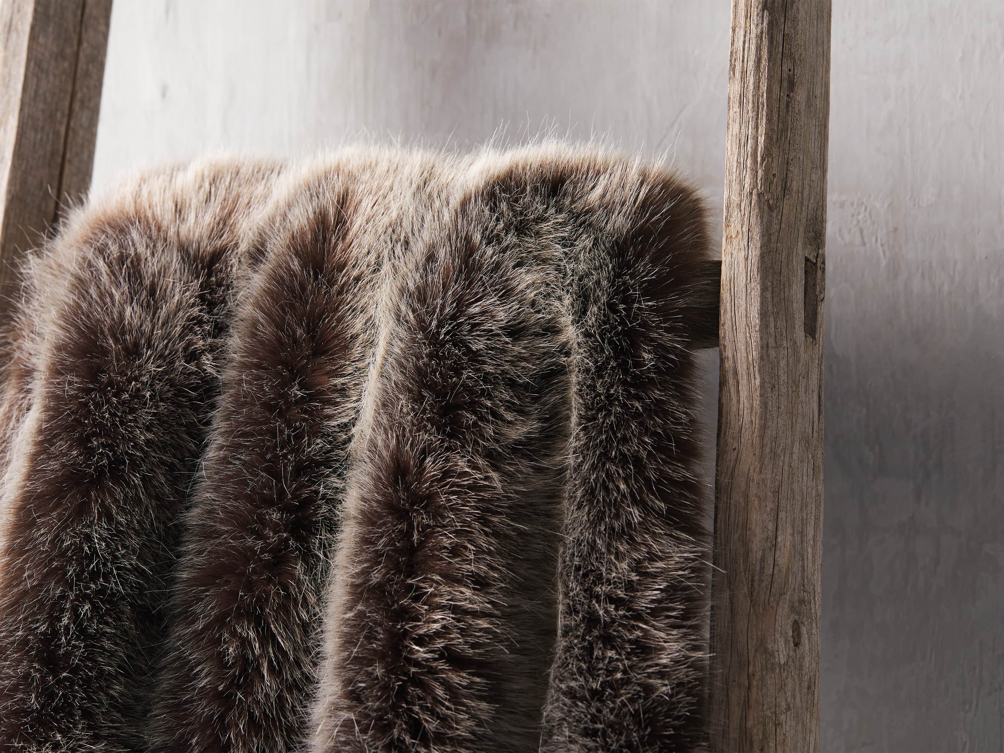 Luxe Faux Fur Brown Throw, slide 3 of 3