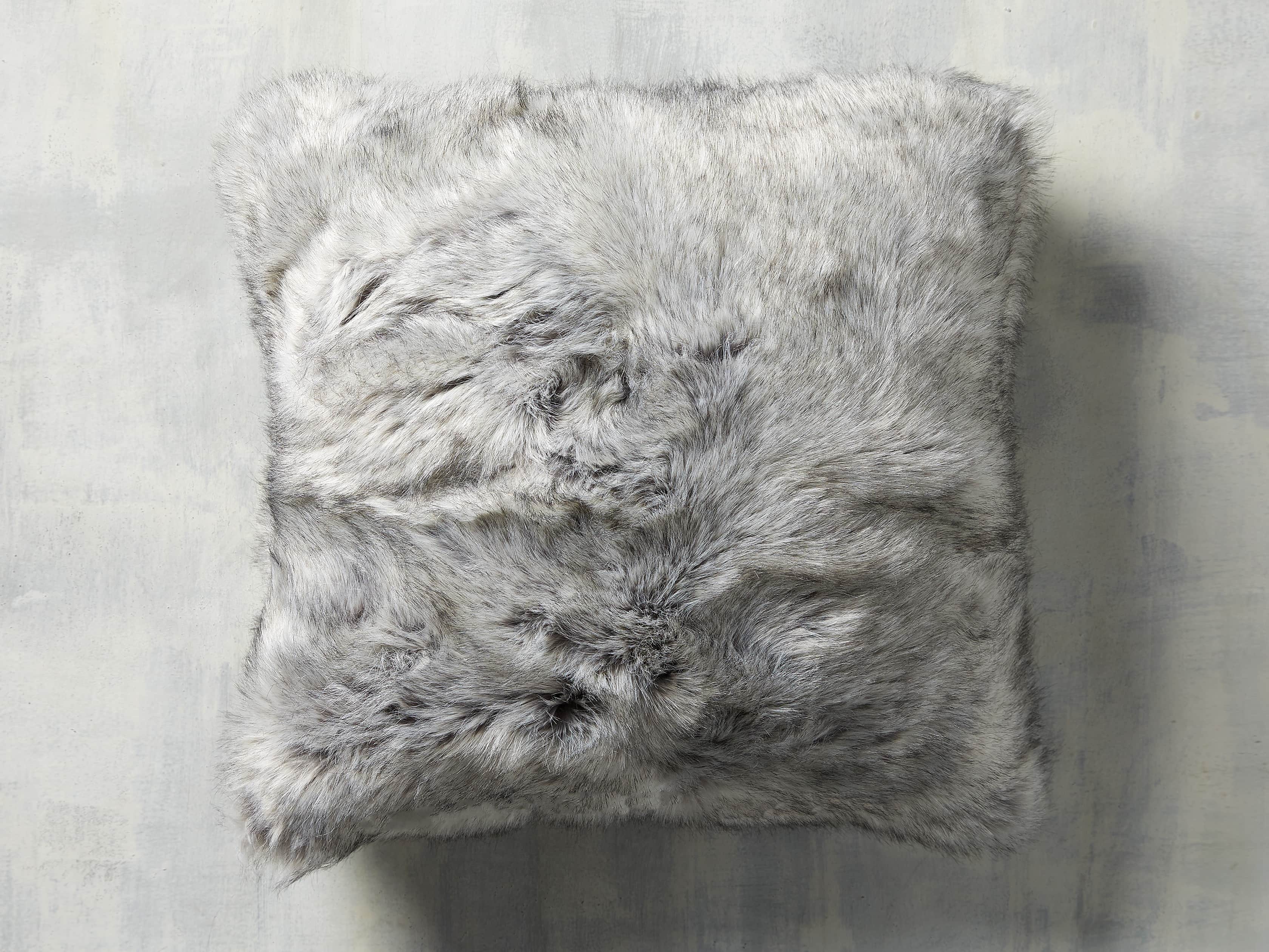 FAUX FUR LUXE SQUARE PILLOW COVER IN GREY, slide 1 of 3