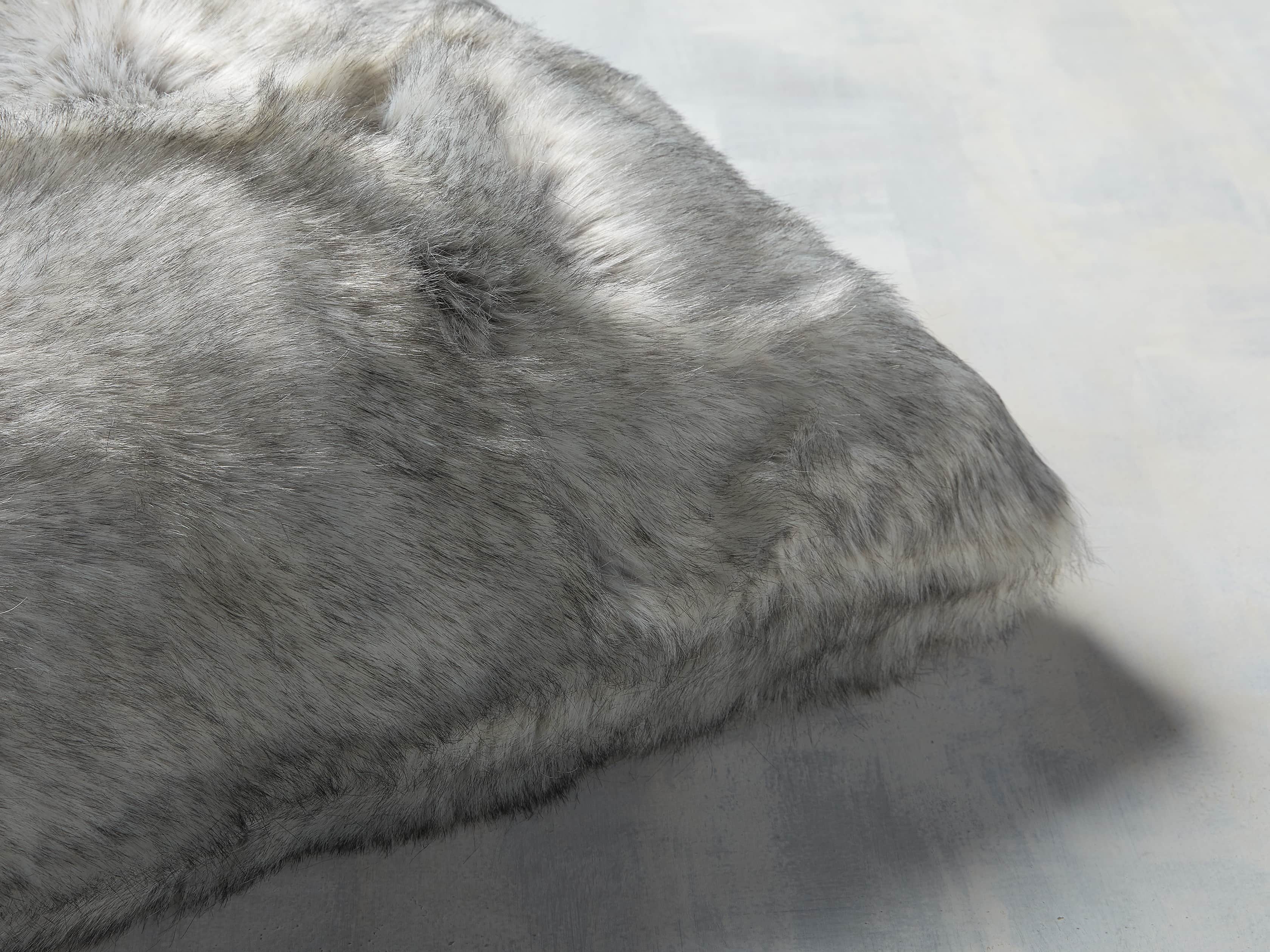Luxe Faux Fur Grey Pillow, slide 2 of 3