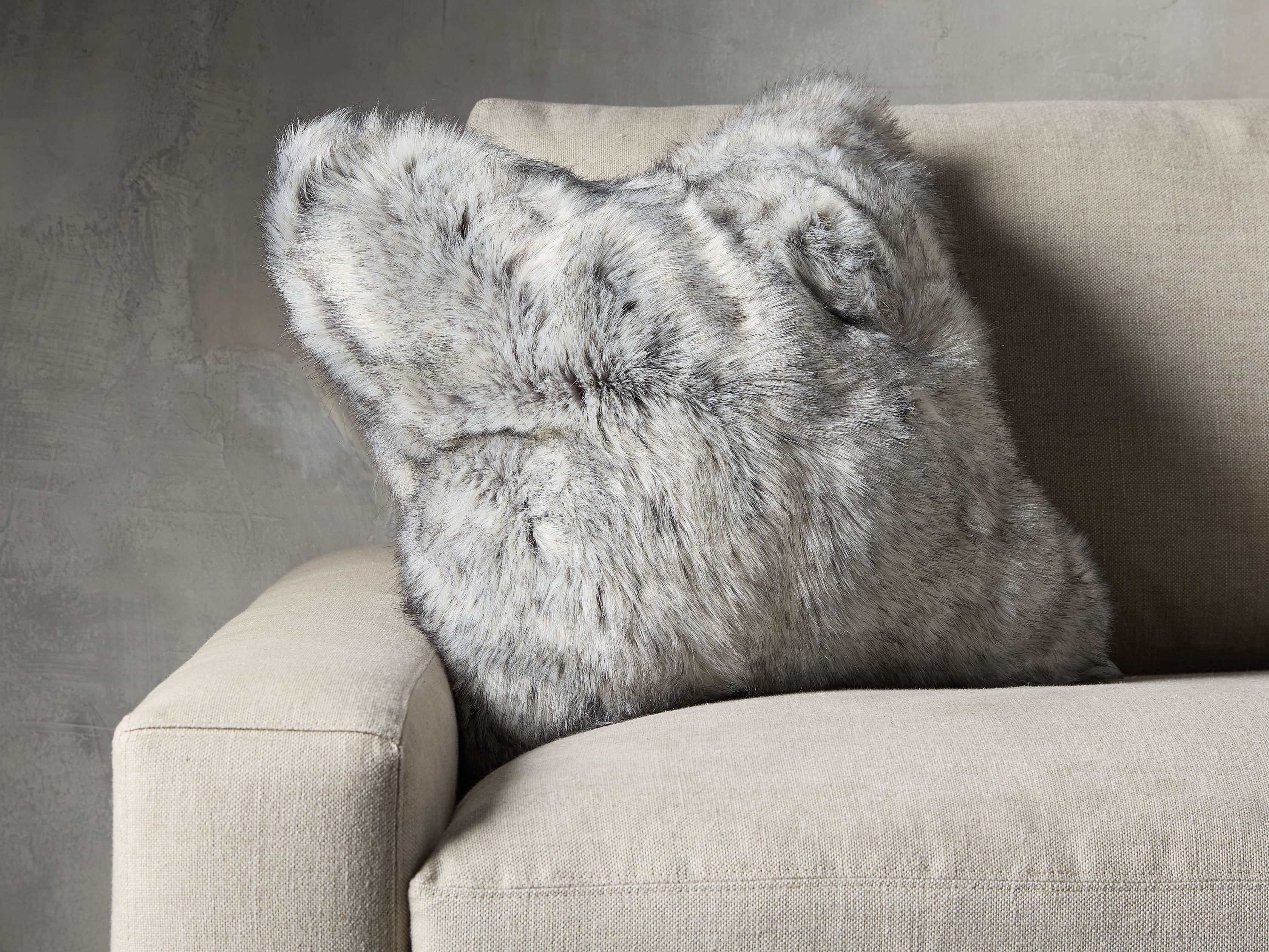 Luxe Faux Fur Grey Pillow, slide 1 of 3