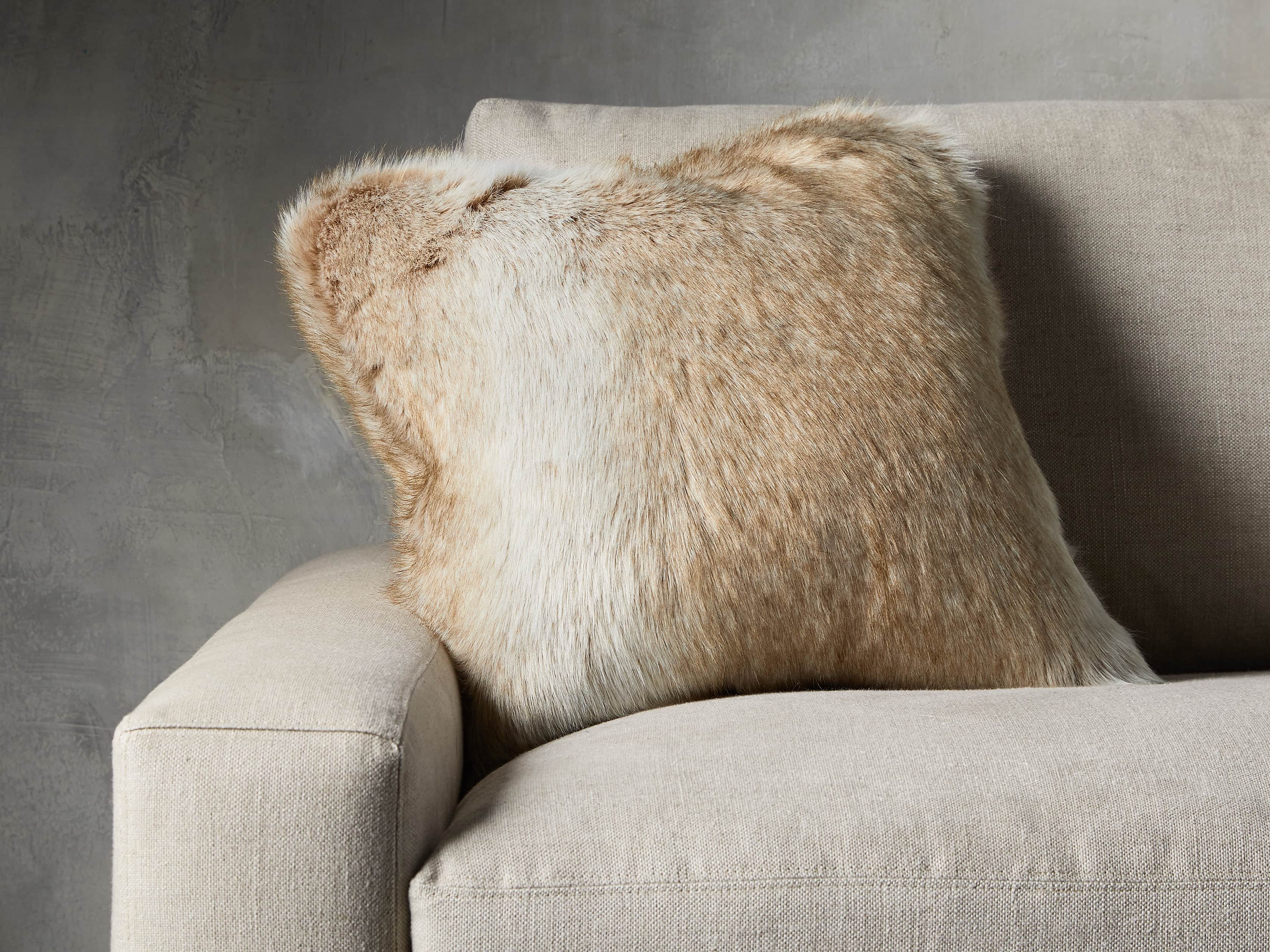 Luxe Faux Fur Natural Pillow, slide 1 of 3