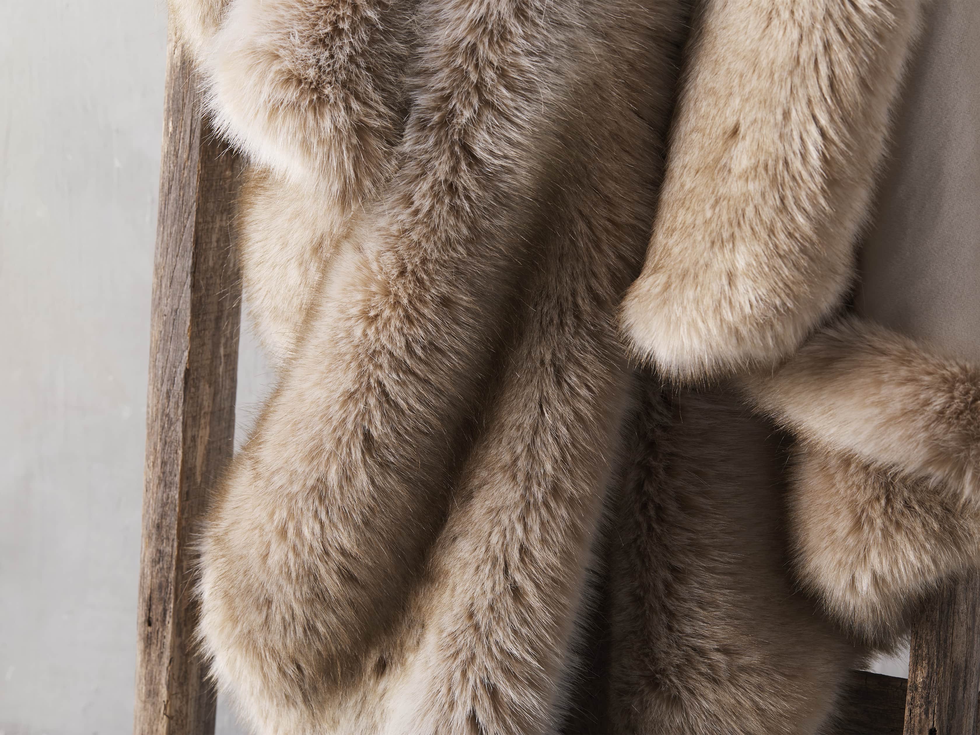 Luxe Faux Fur Natural Throw, slide 3 of 3