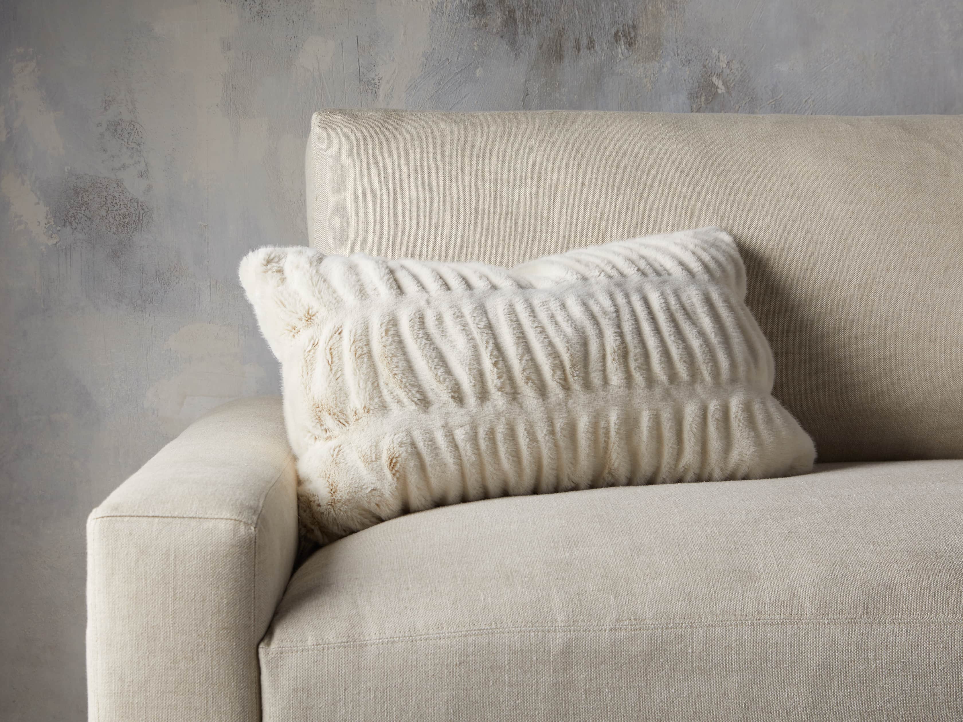Luxe Faux Fur Pleated Lumbar Pillow Cover, slide 3 of 4