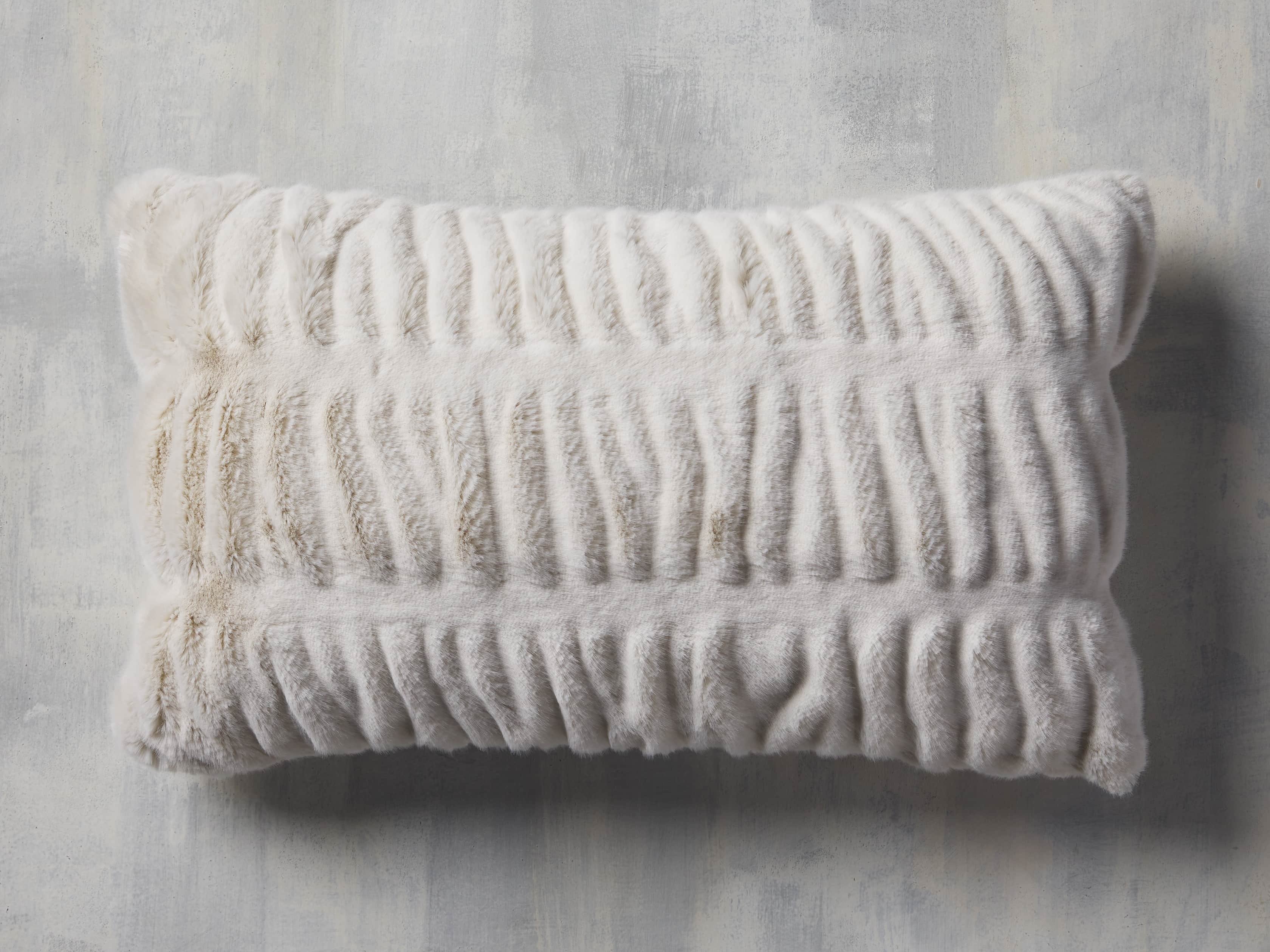 Luxe Faux Fur Pleated Lumbar Pillow Cover, slide 1 of 4