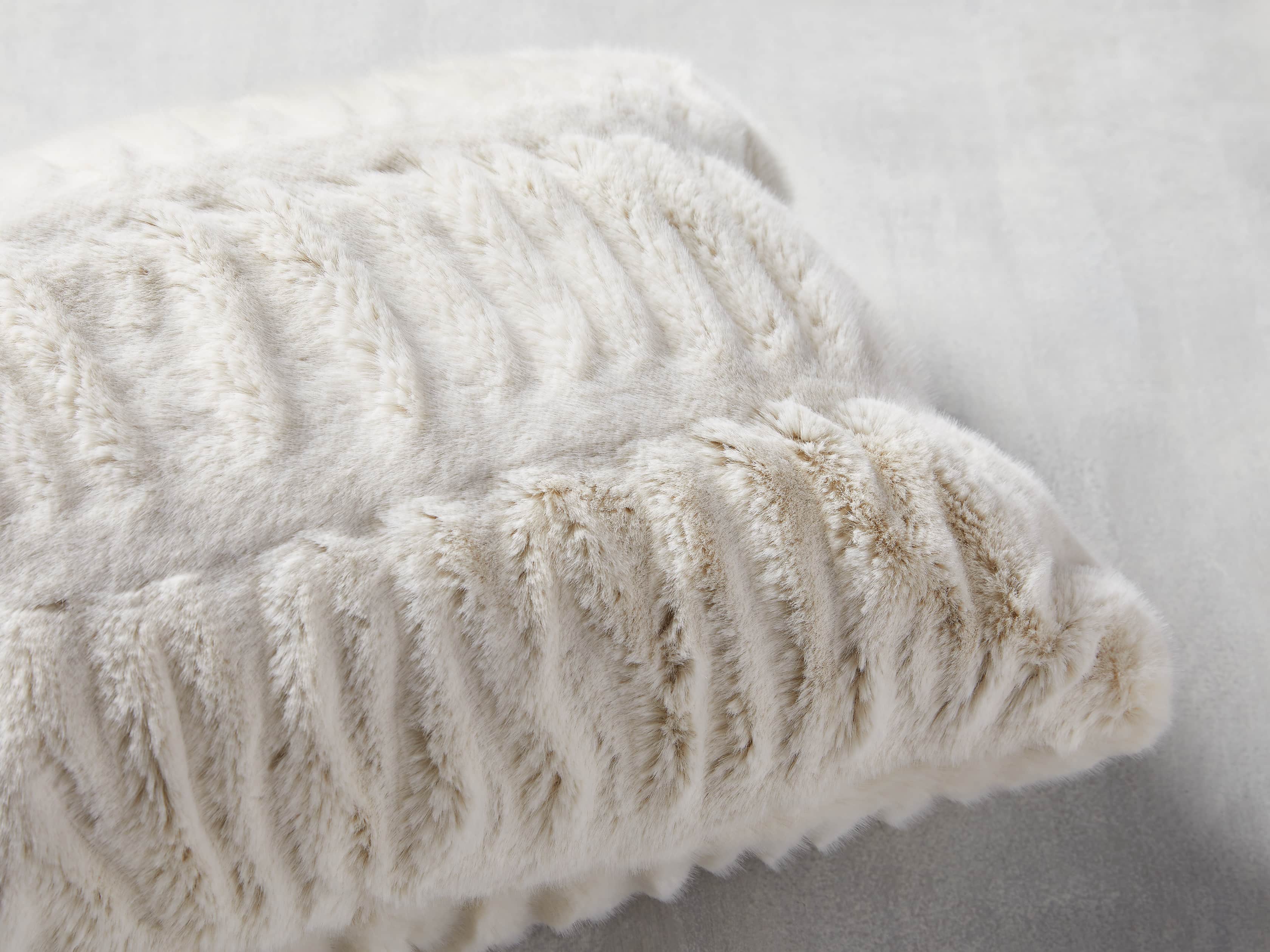 Luxe Faux Fur Pleated Lumbar Pillow Cover, slide 2 of 4