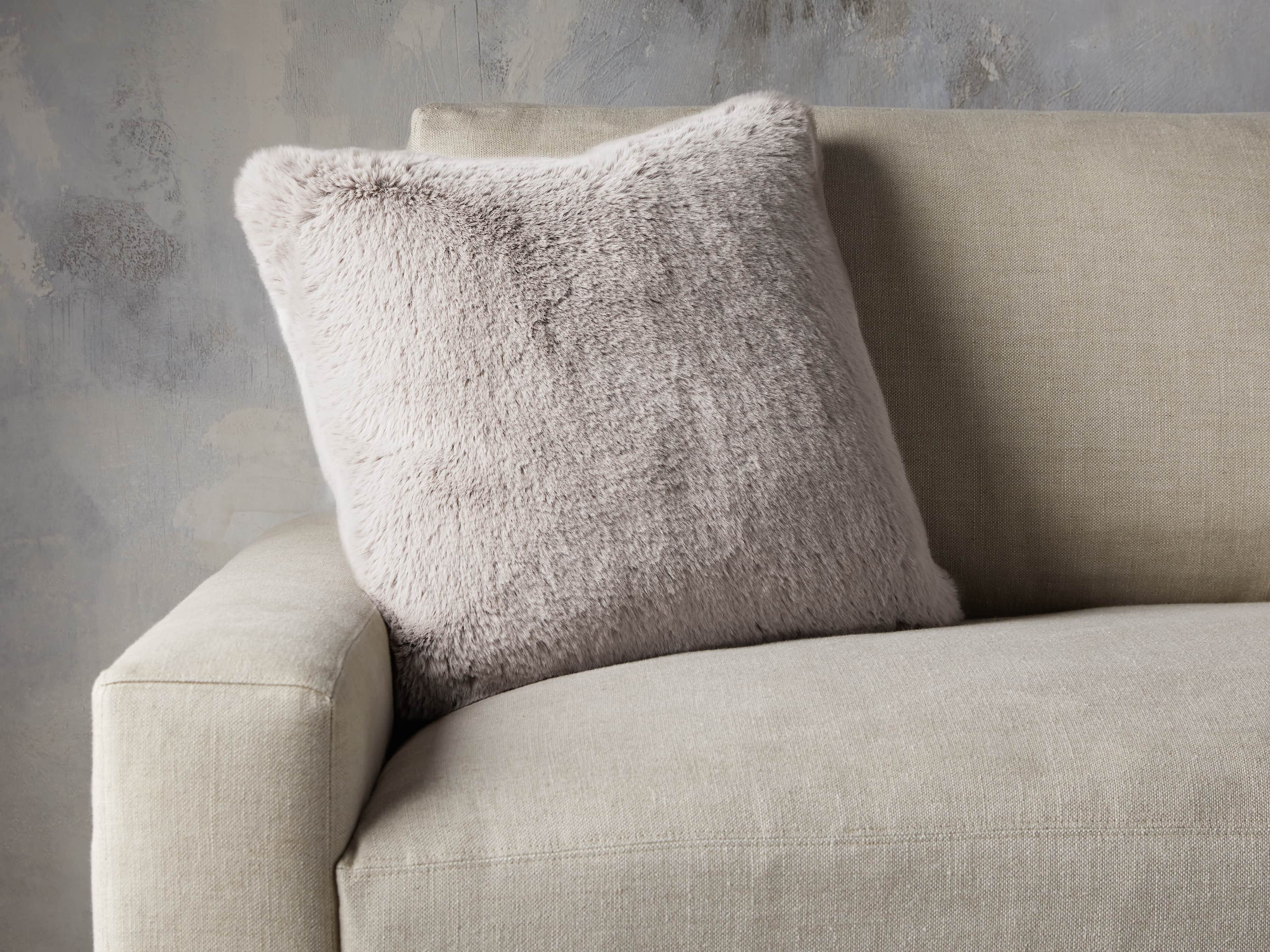 Faux Rabbit Pillow Cover in Grey, slide 3 of 4