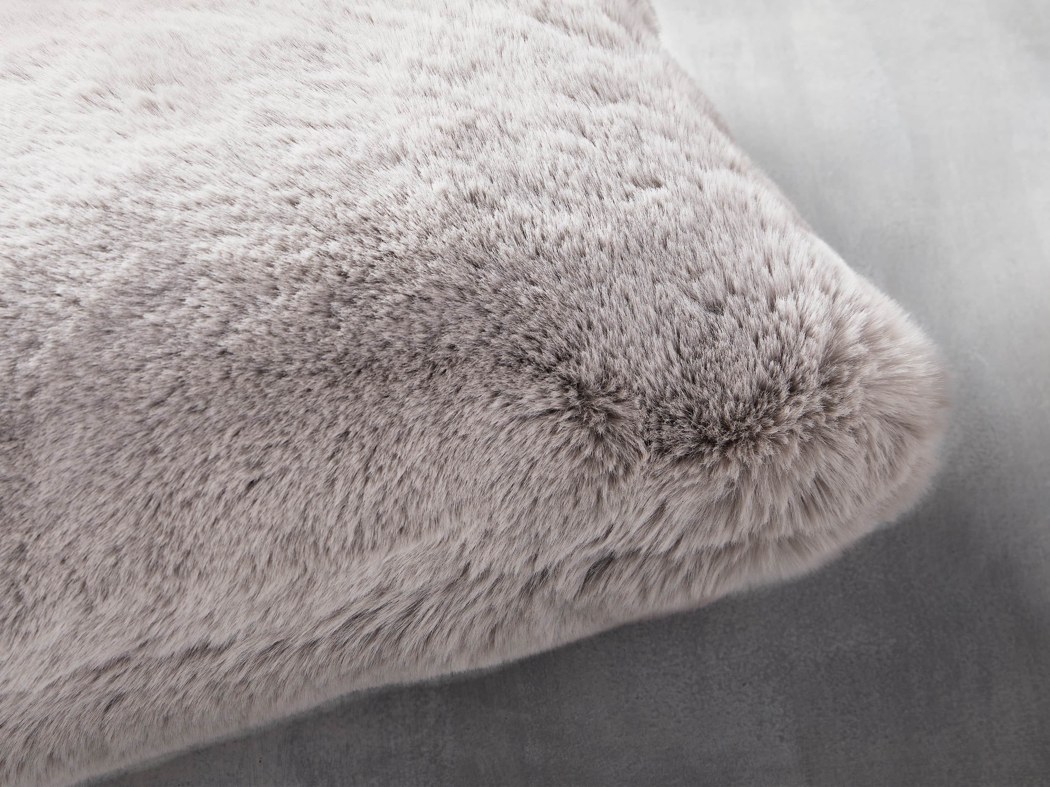 Faux Rabbit Pillow Cover in Grey, slide 2 of 4