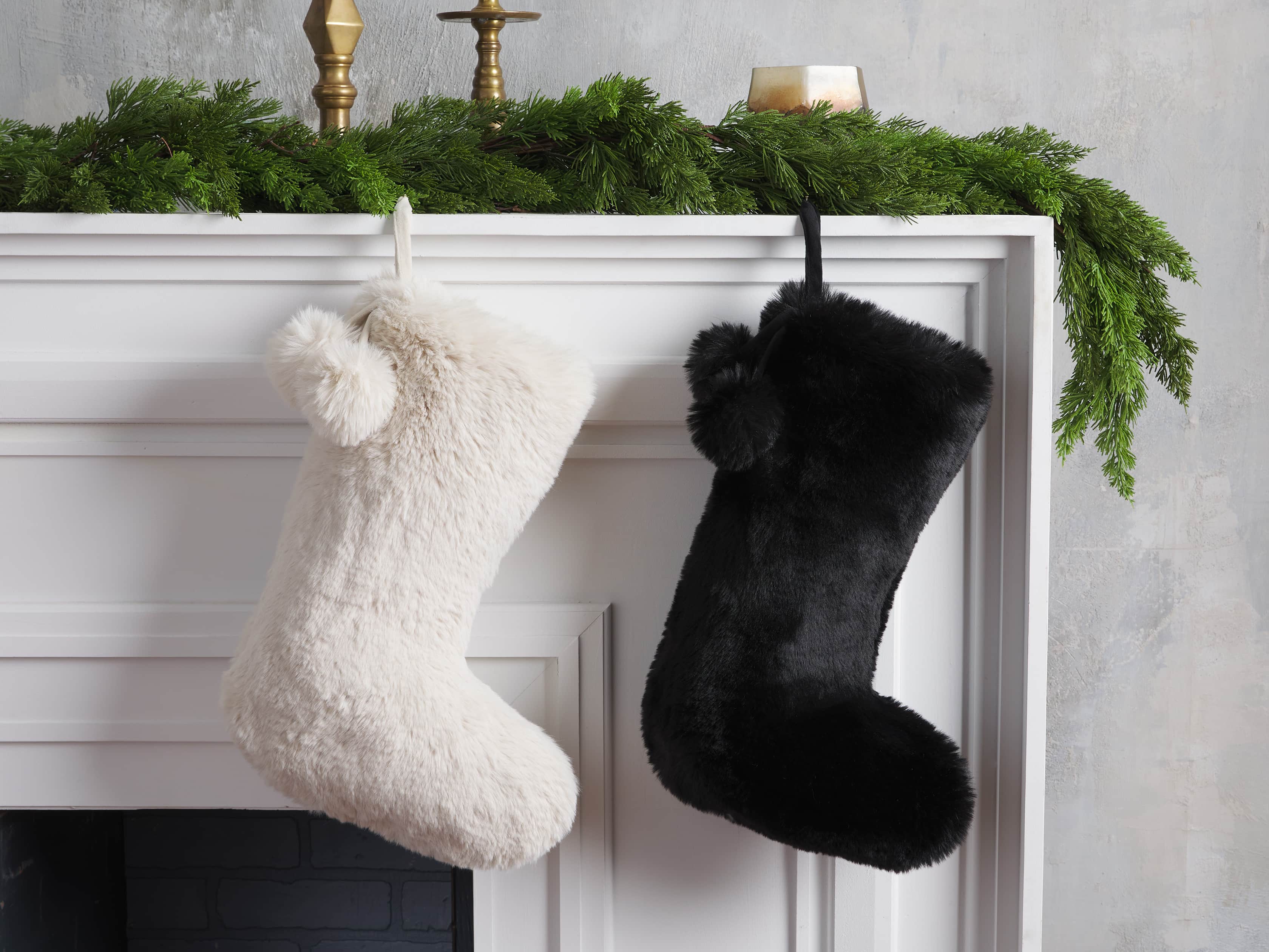 Ivory Faux Fur Rabbit Stocking, slide 3 of 4