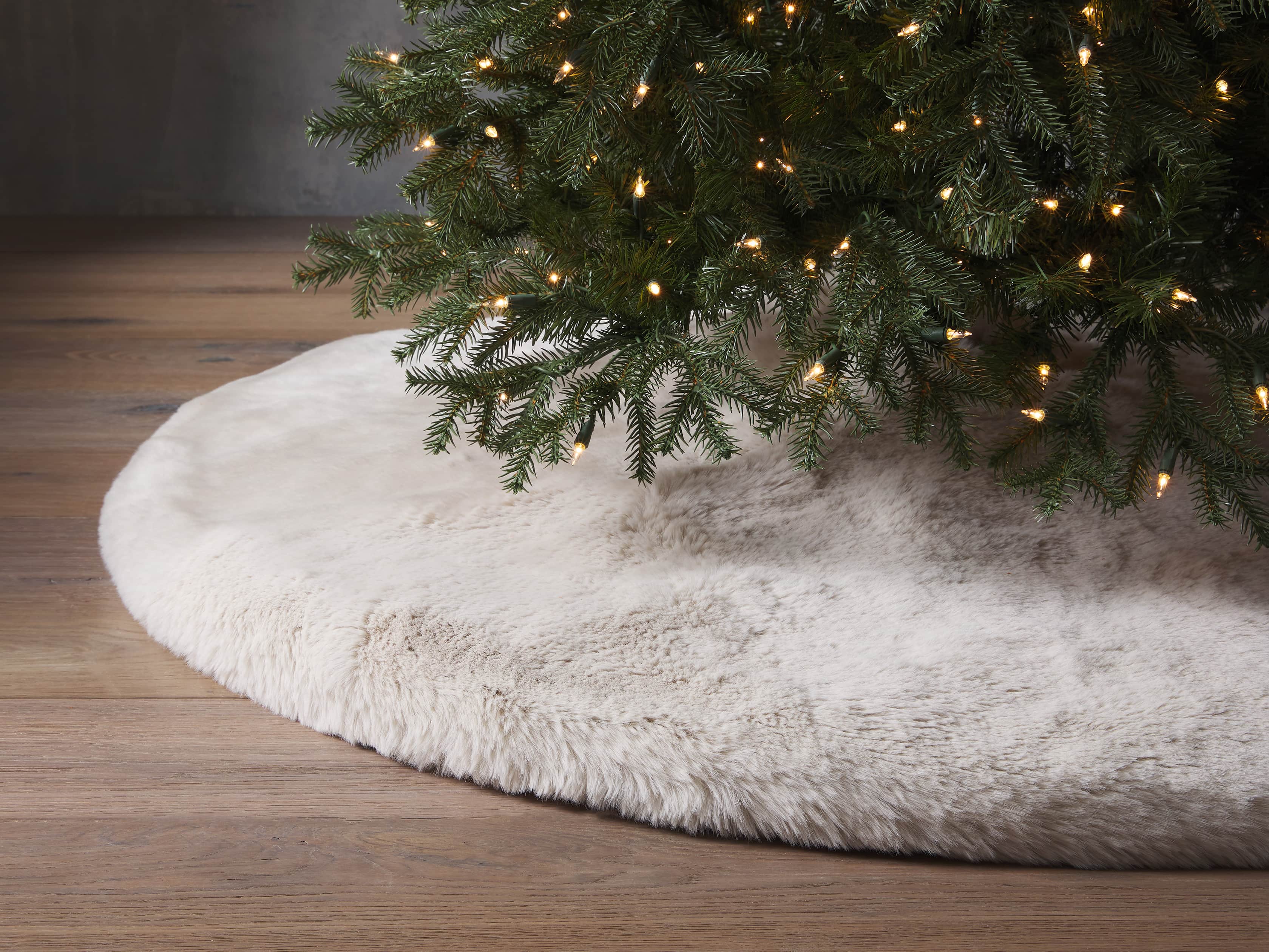 Ivory Faux Fur Rabbit Tree Skirt, slide 1 of 4