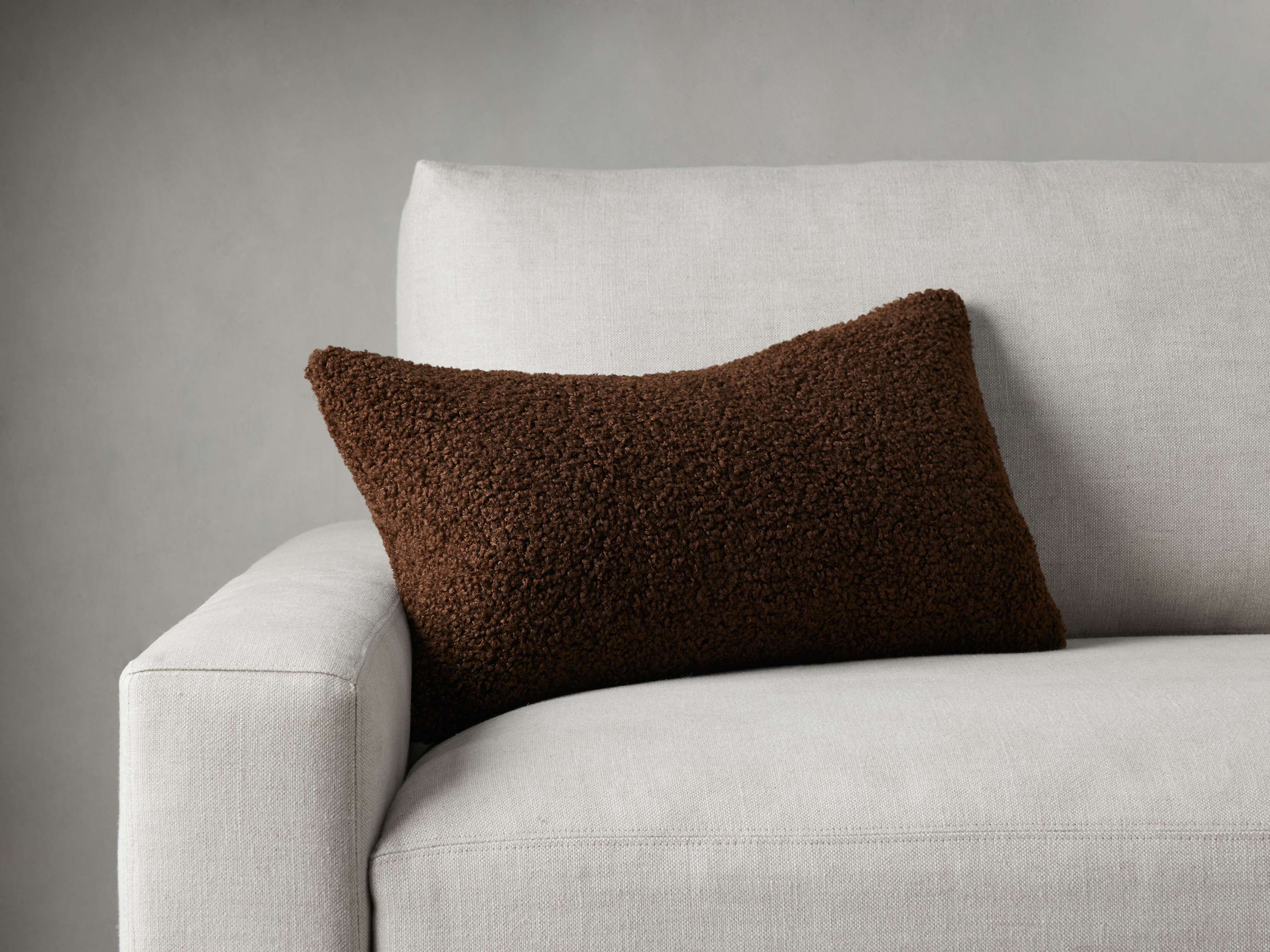Faux Sherpa Lumbar Pillow Cover in Chocolate