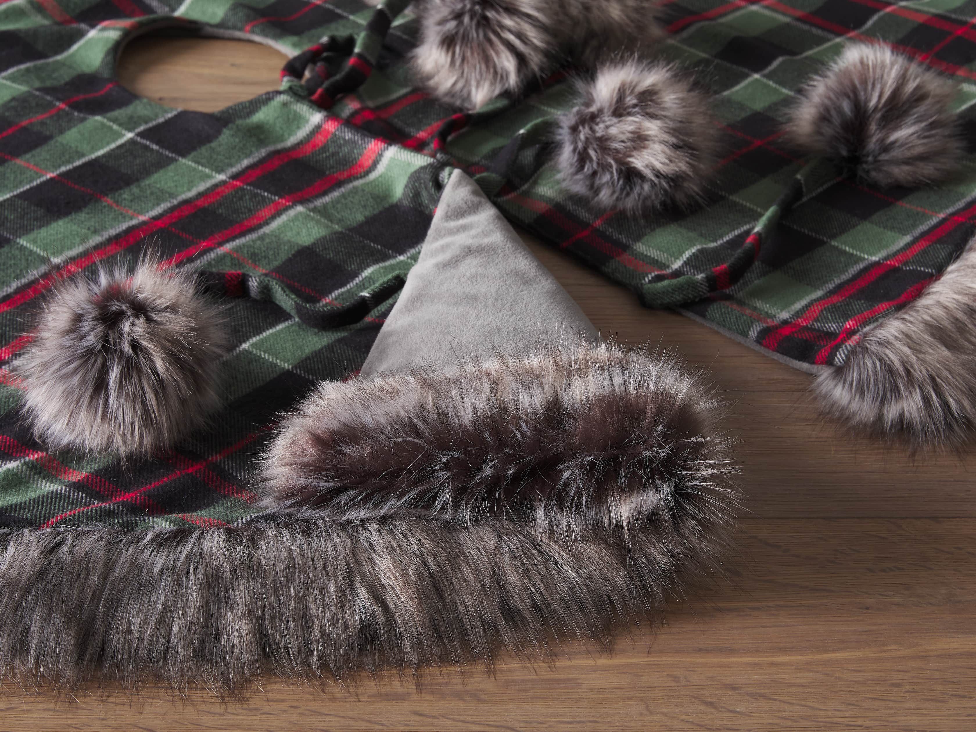 Green Tartan Faux Fur Tree Skirt, slide 3 of 3