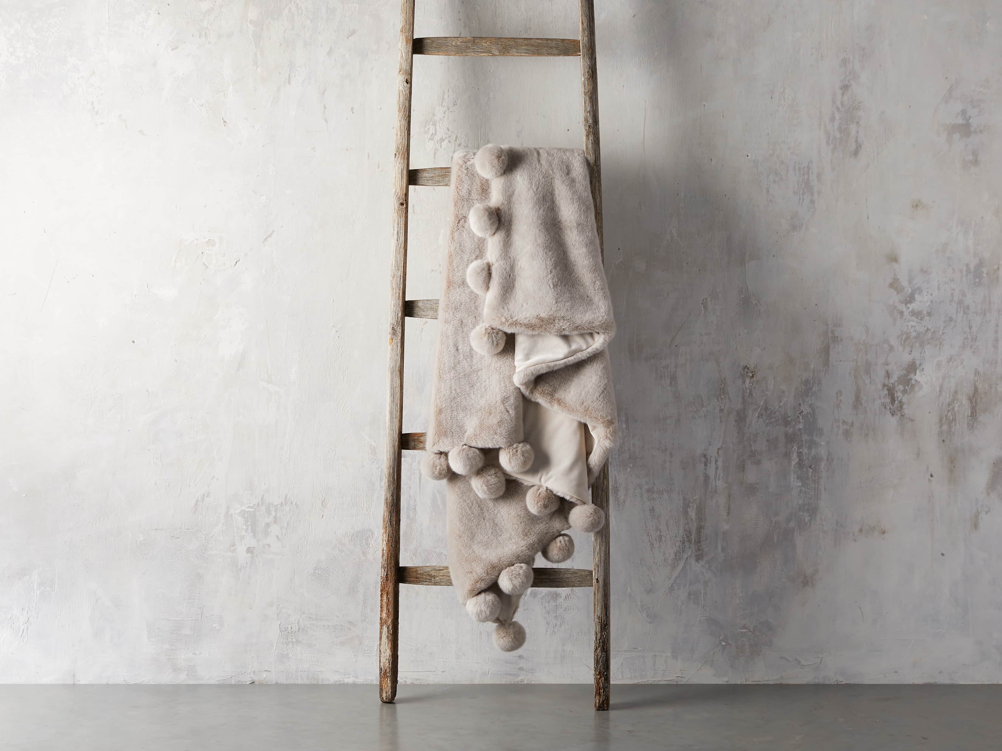Faux Fur Pom Throw in Grey, slide 2 of 7