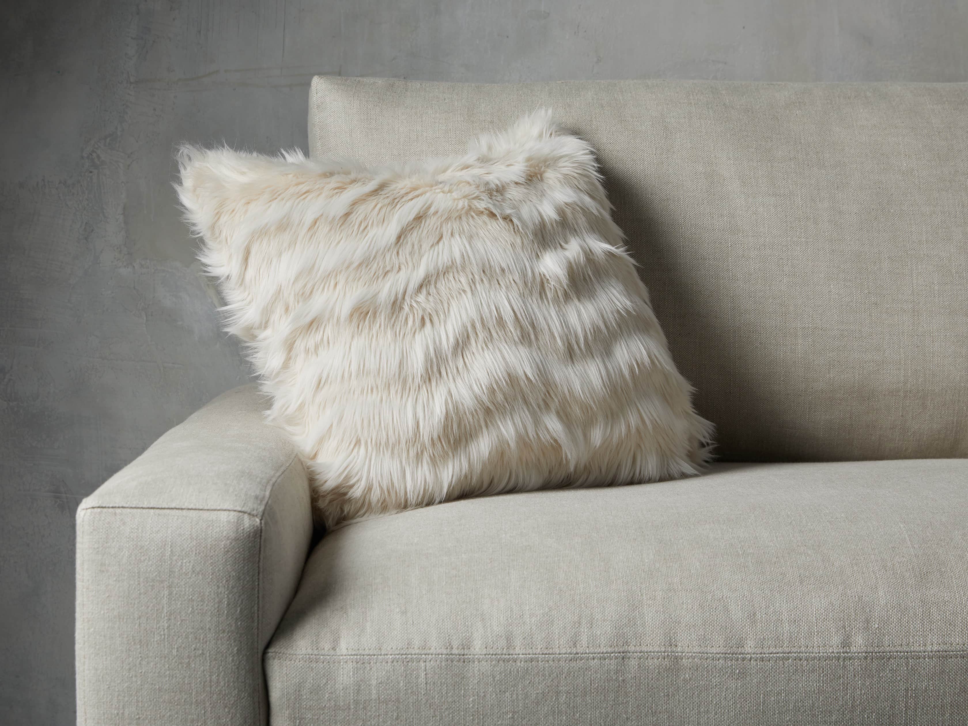 Faux Fur Chevron Pillow in Ivory