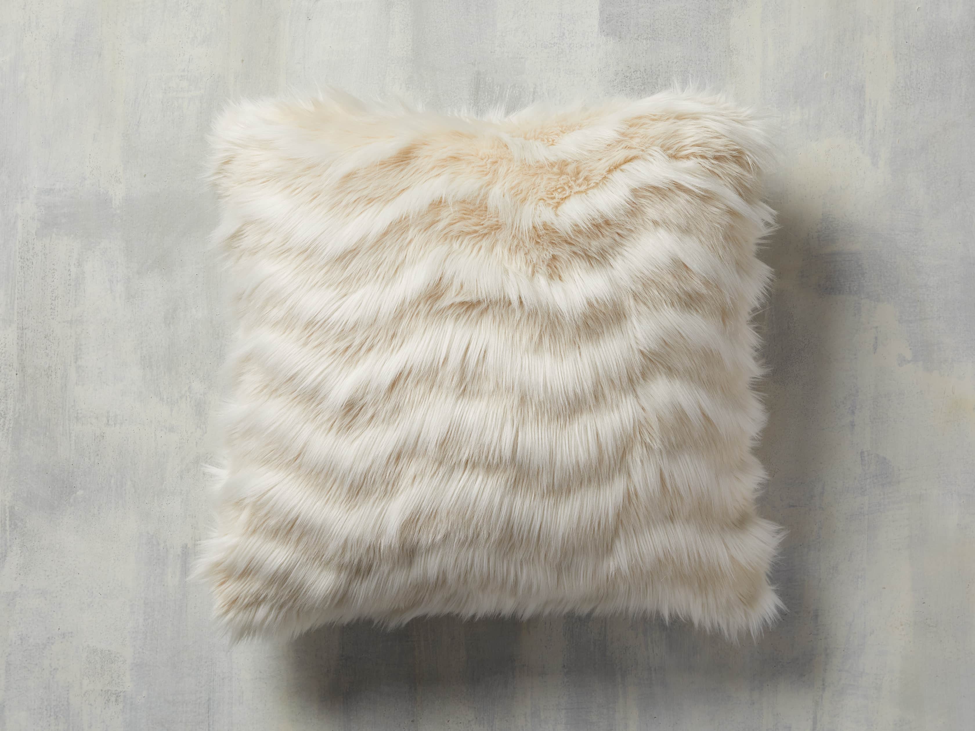 Faux Fur Chevron Pillow in Ivory