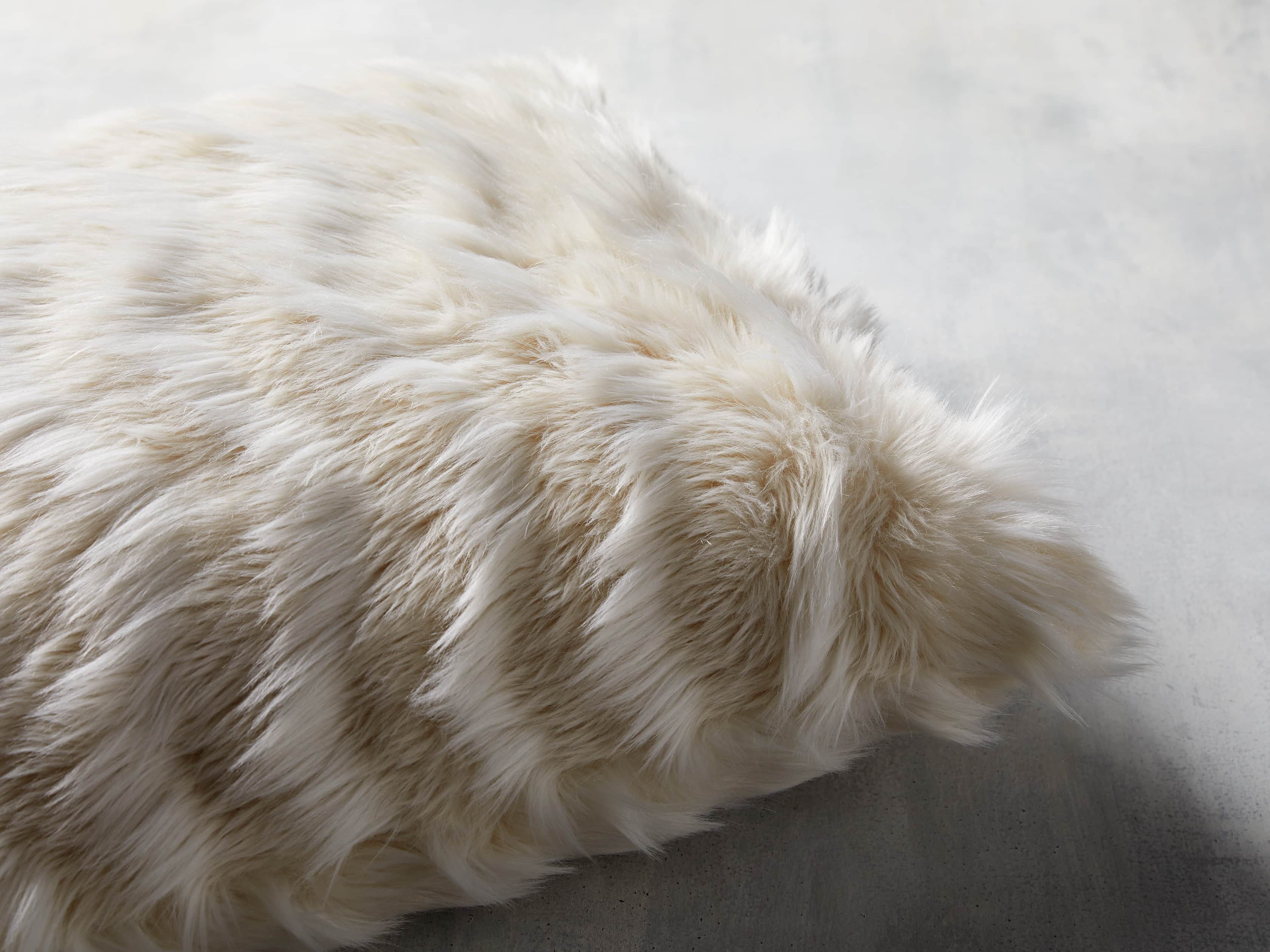 Faux Fur Chevron Pillow in Ivory