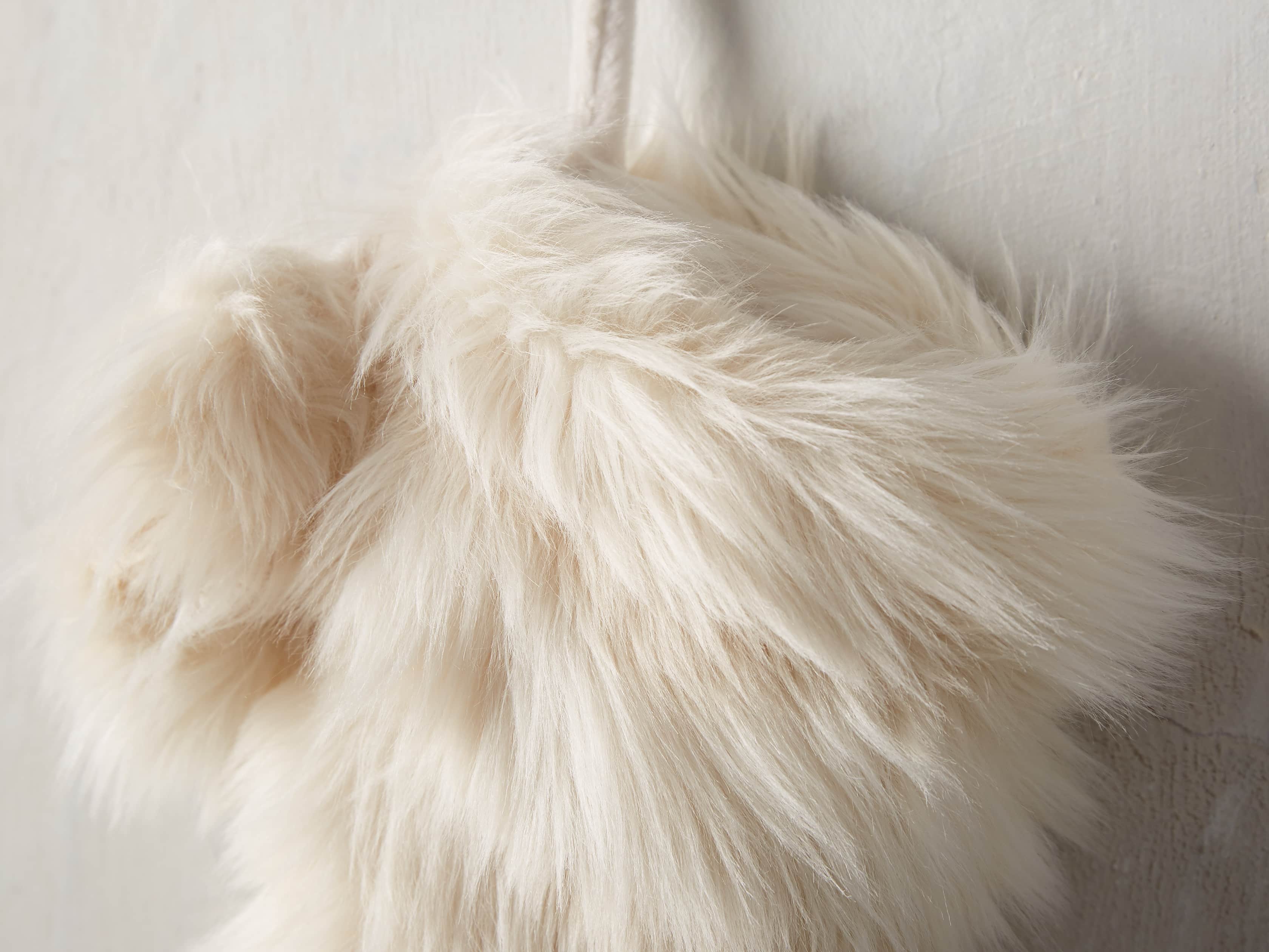 Faux Fur Pom Pom Stocking in Chevron