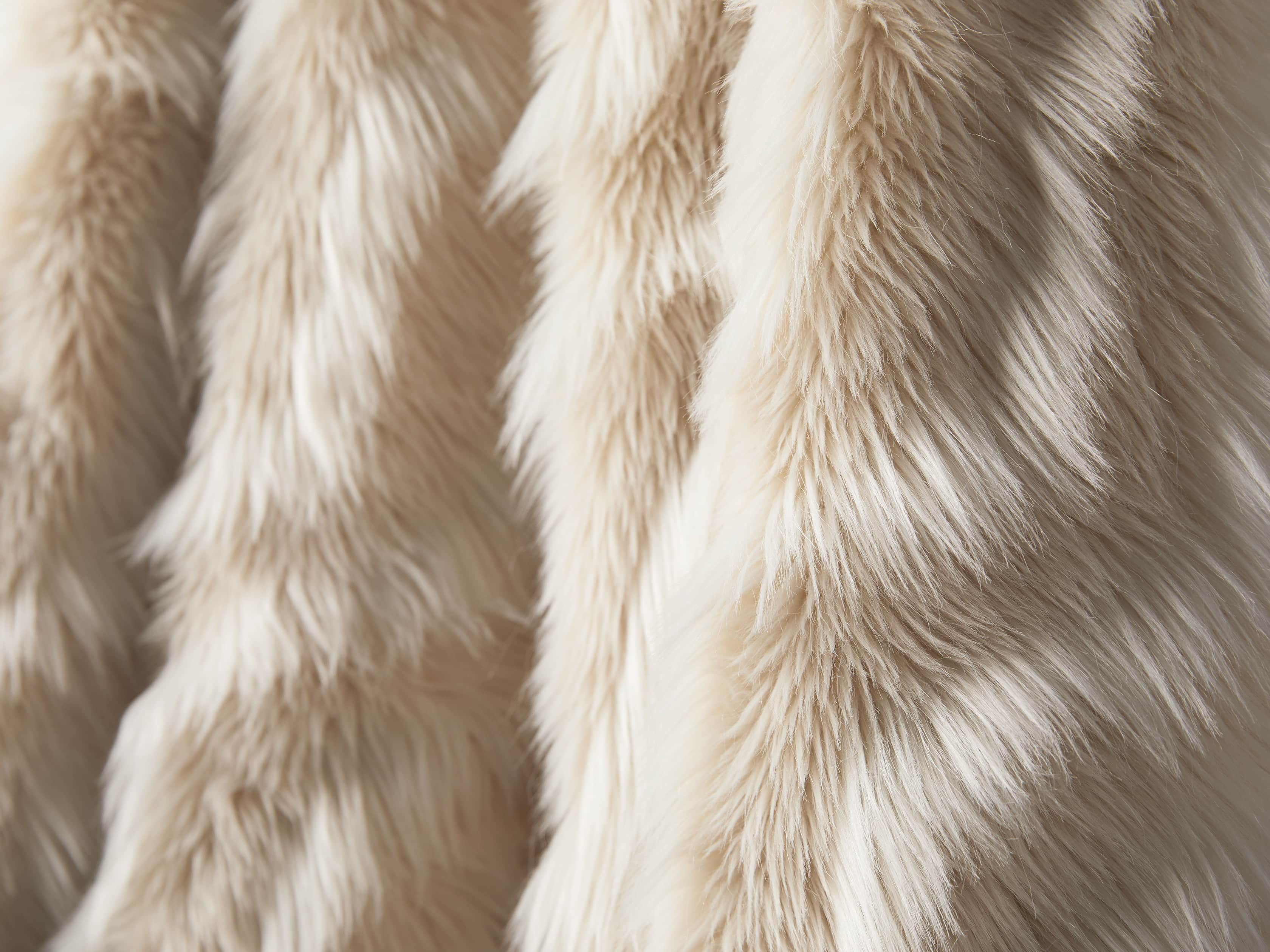 Faux Fur Chevron Throw in Ivory