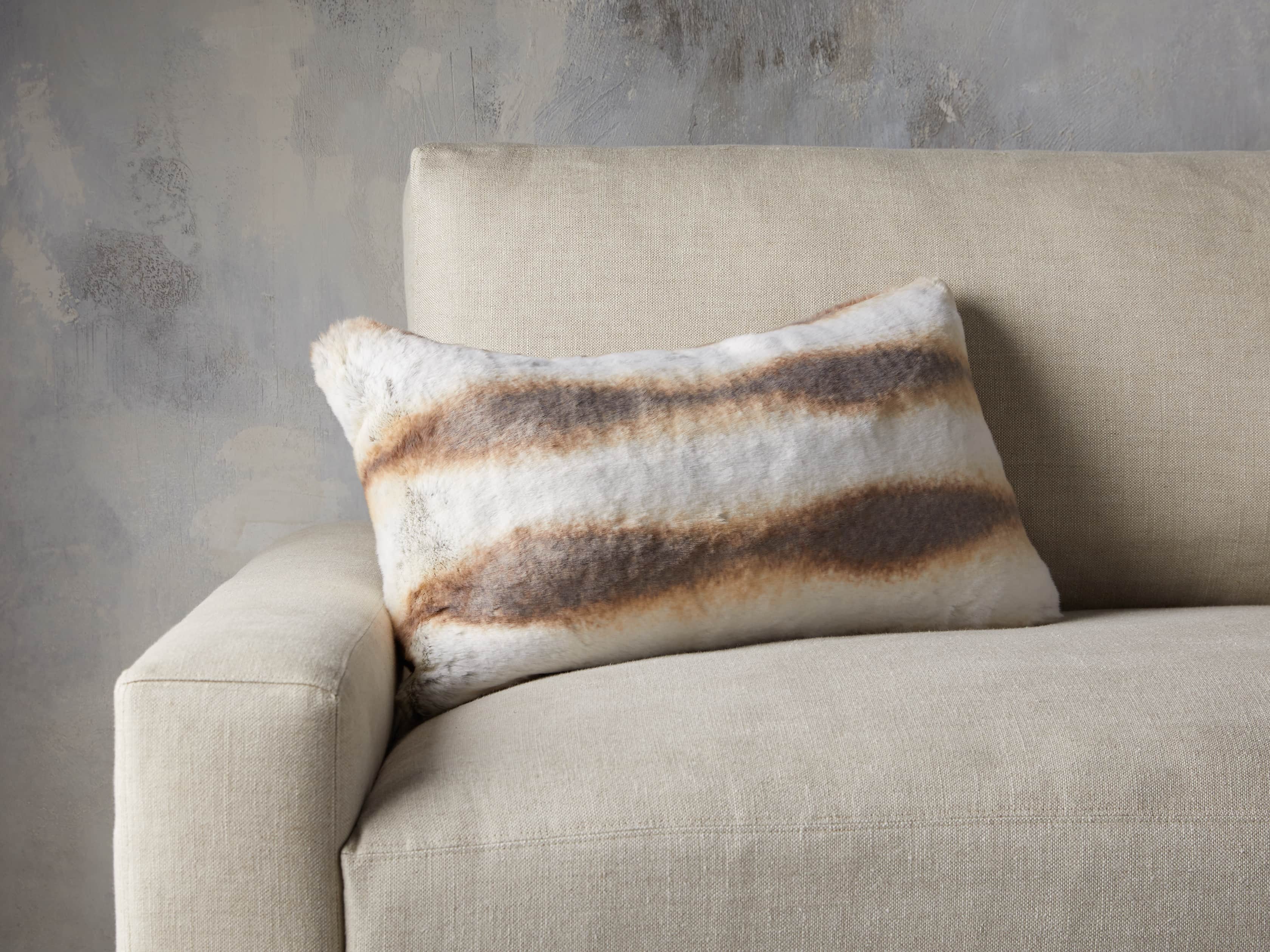 FAUX FUR LUMBAR PILLOW COVER IN CHINCHILLA, slide 5 of 8
