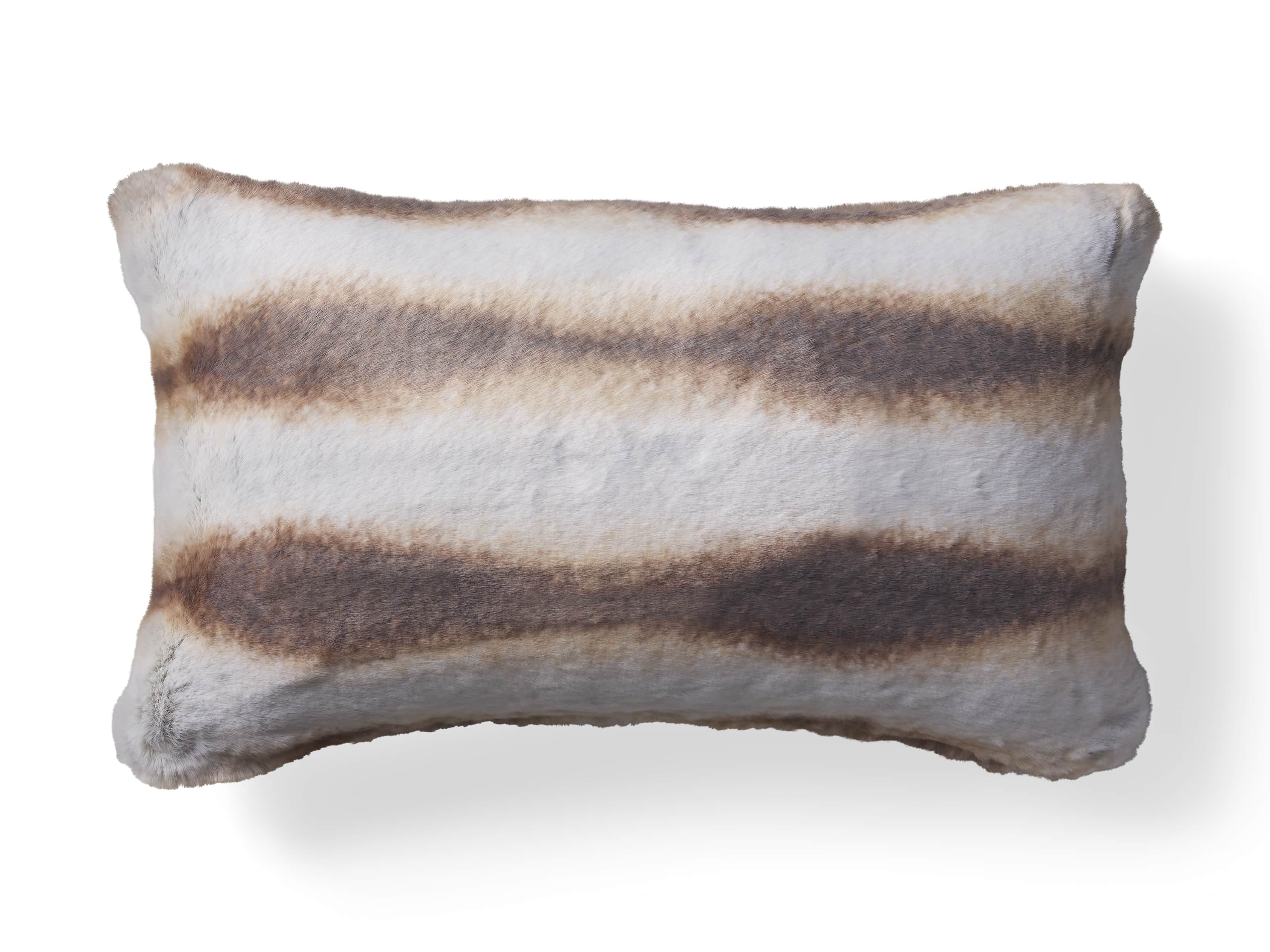 FAUX FUR LUMBAR PILLOW COVER IN CHINCHILLA, slide 2 of 8