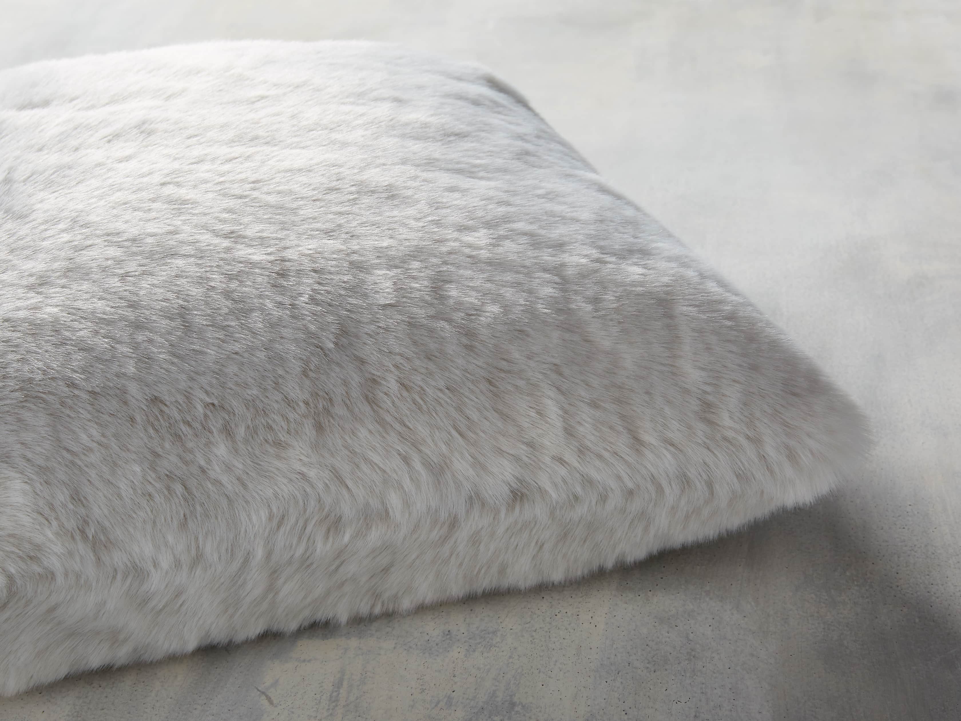Faux Fur Light Grey Pillow, slide 4 of 4