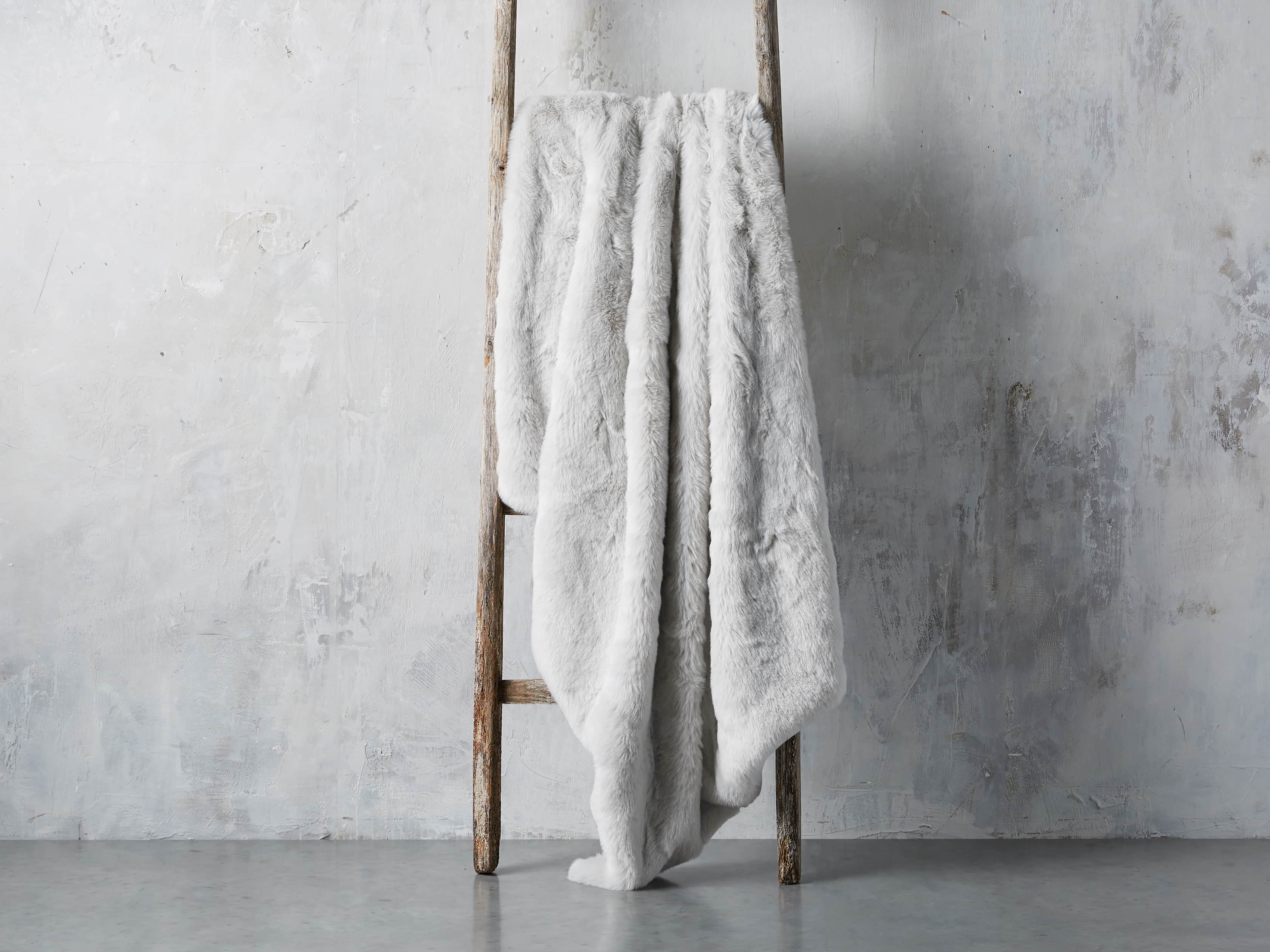 Faux Fur Throw in Light Grey, slide 2 of 4