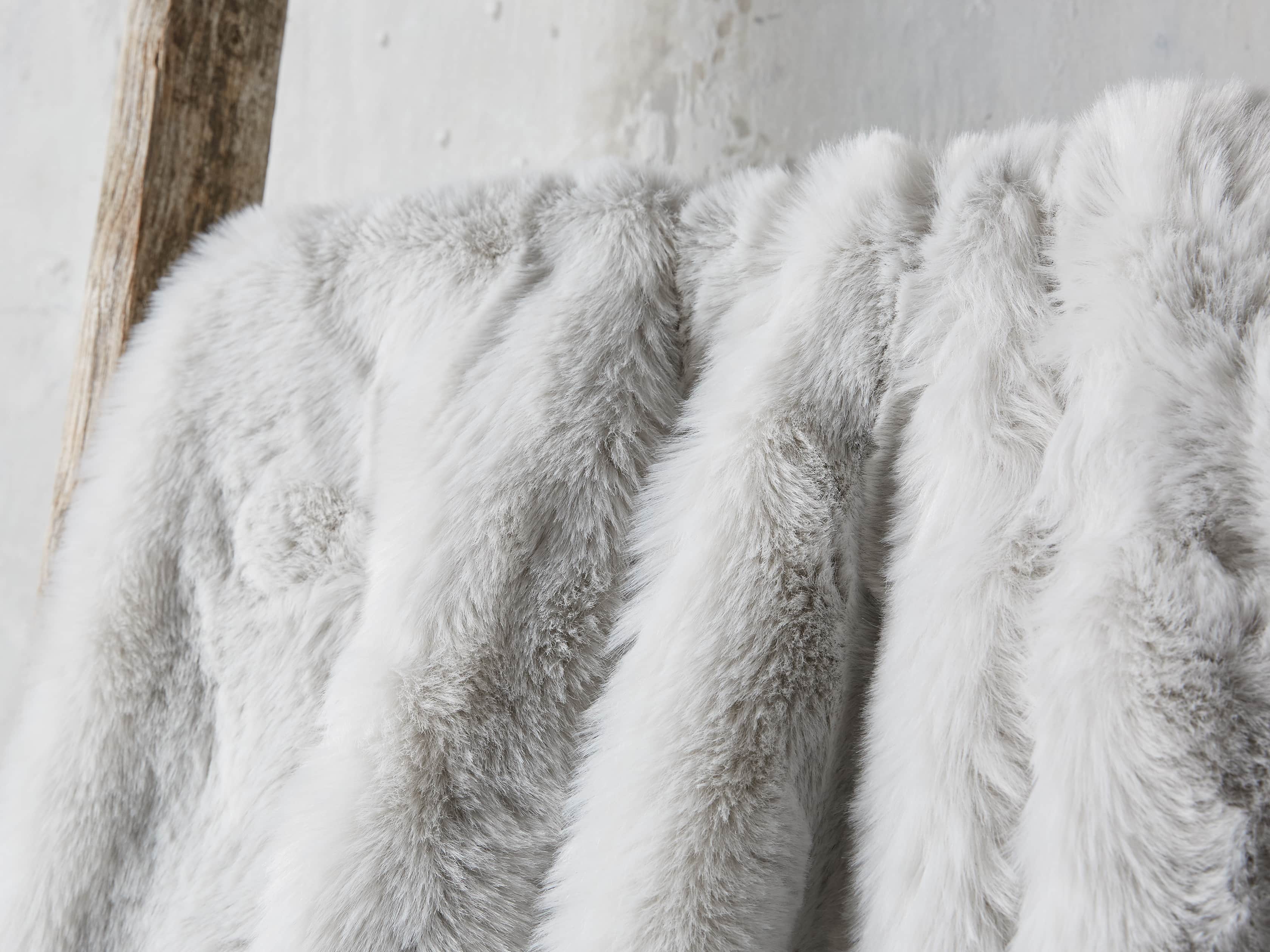 Faux Fur Throw in Light Grey, slide 3 of 4