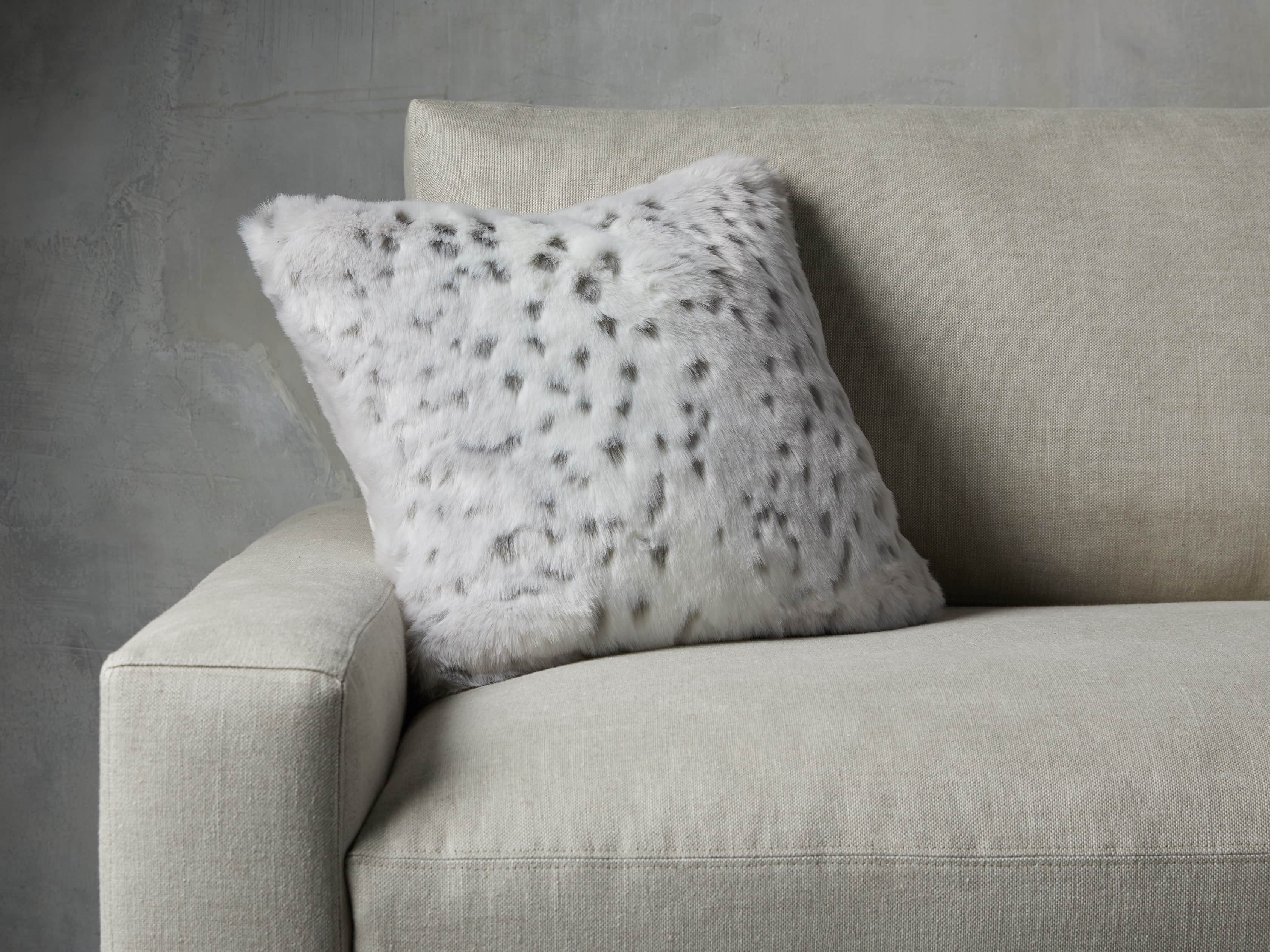 Faux Fur Snow Leopard Pillow