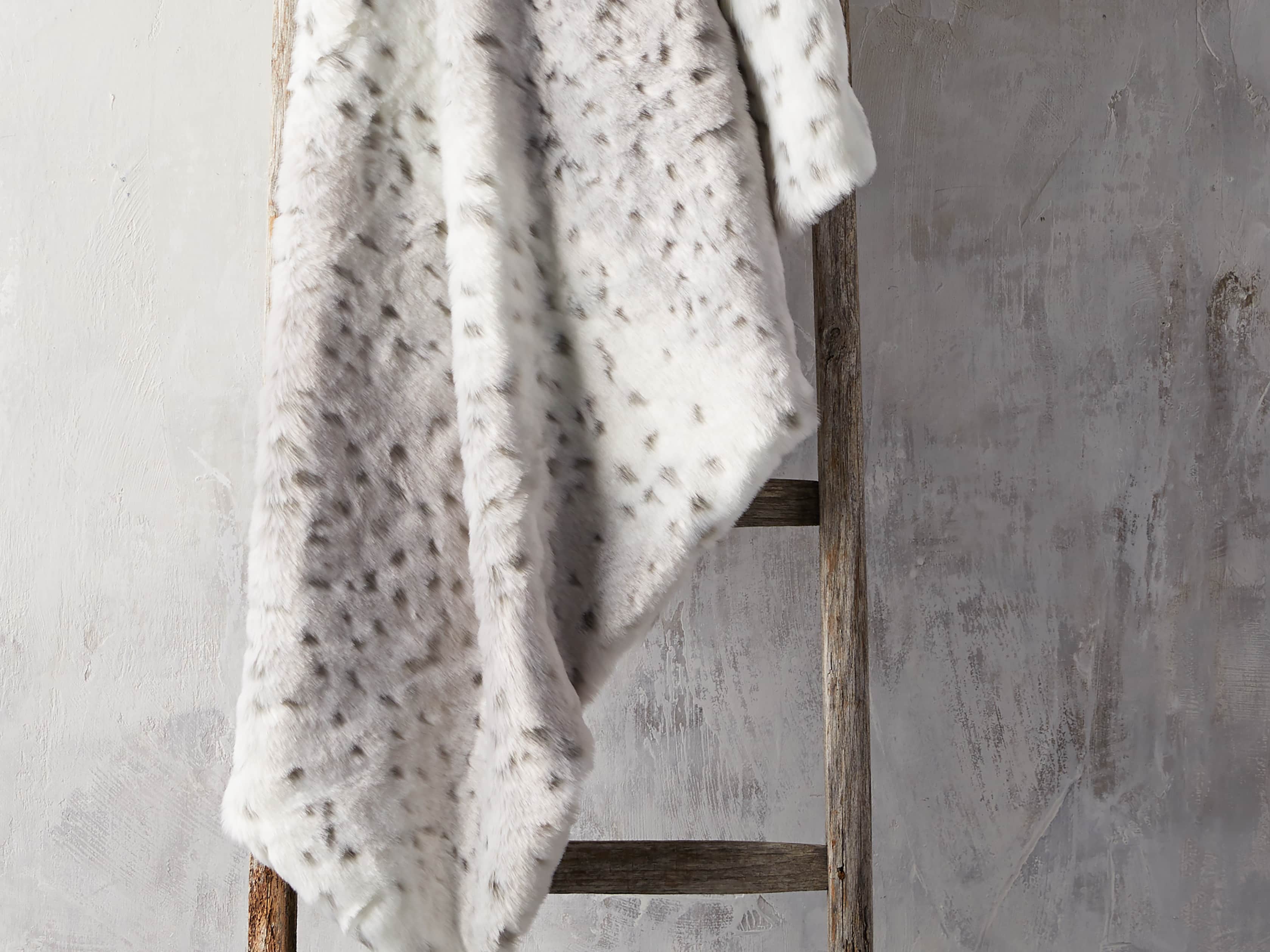 Faux Fur Snow Leopard Throw