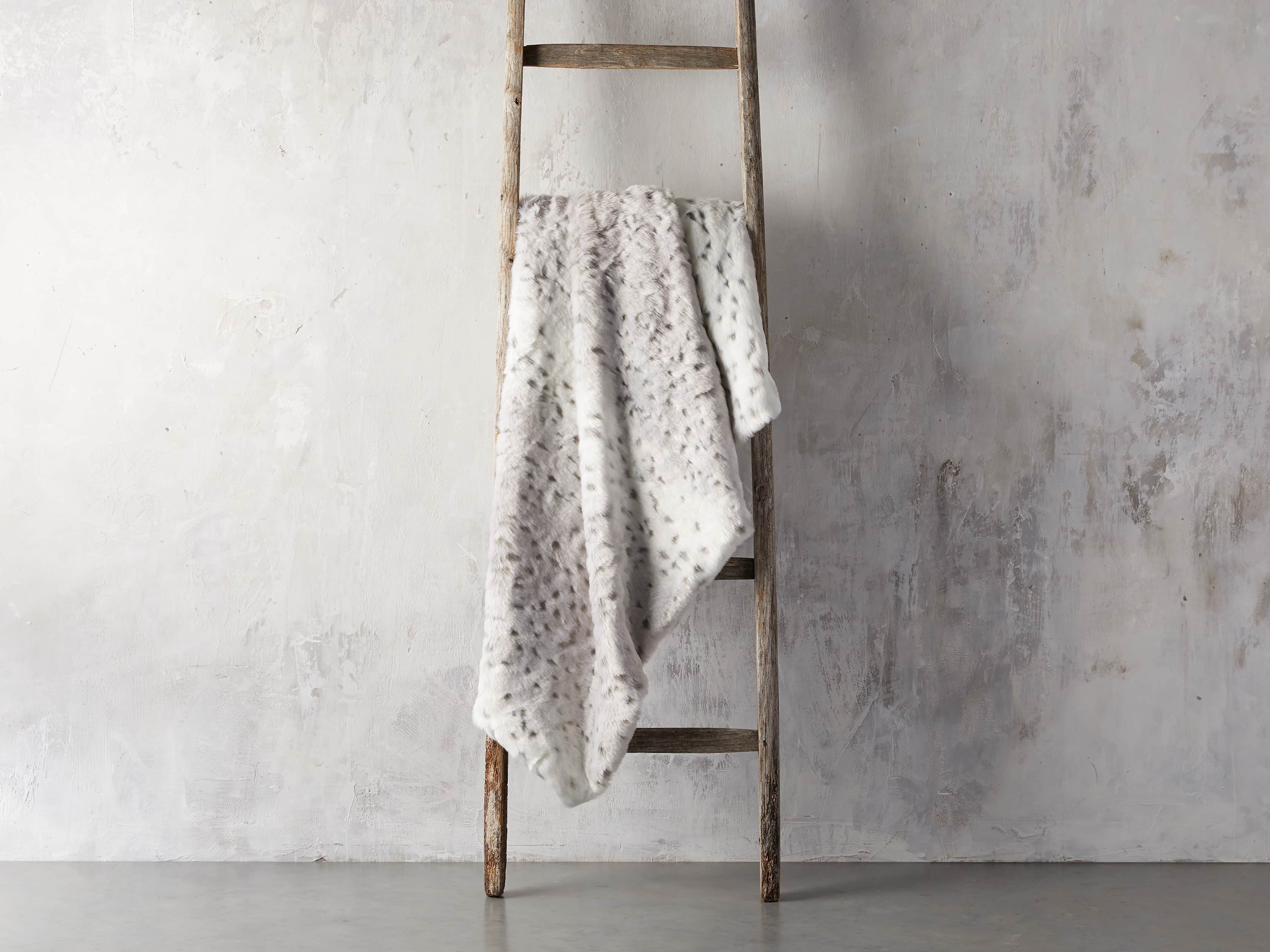 Faux Fur Snow Leopard Throw