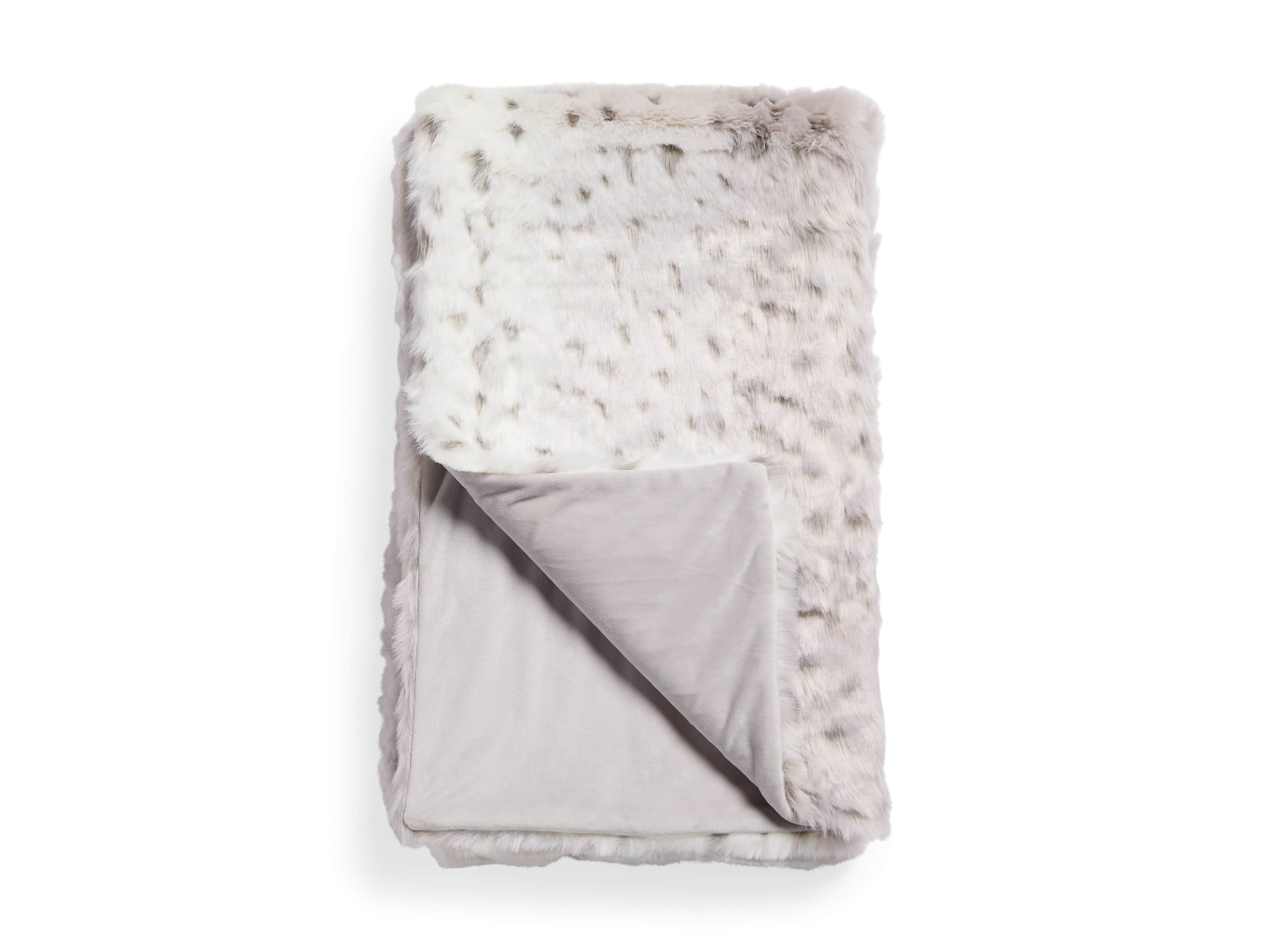 Faux Fur Snow Leopard Throw
