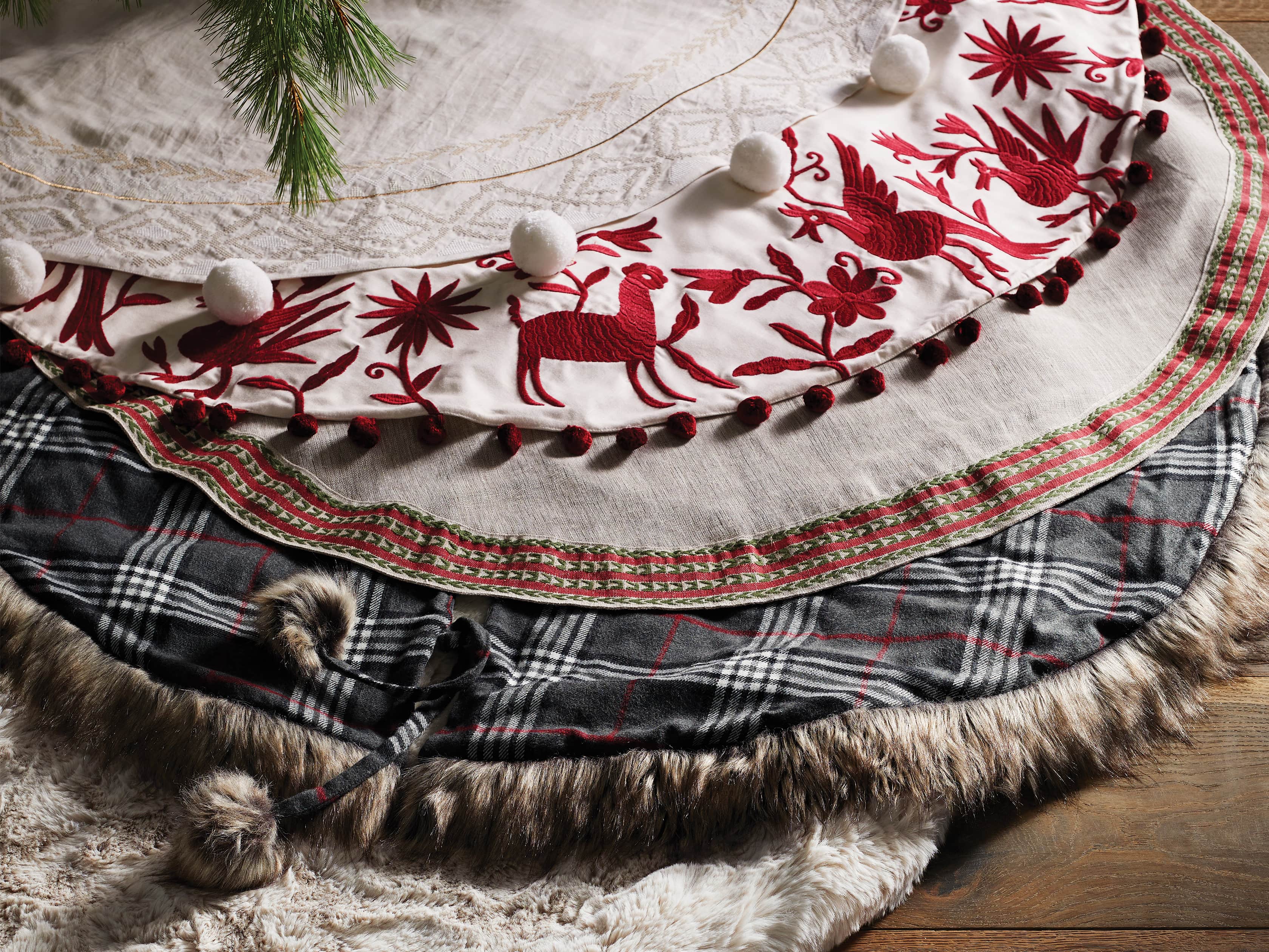 Charcoal Tartan Faux Fur Tree Skirt, slide 4 of 4