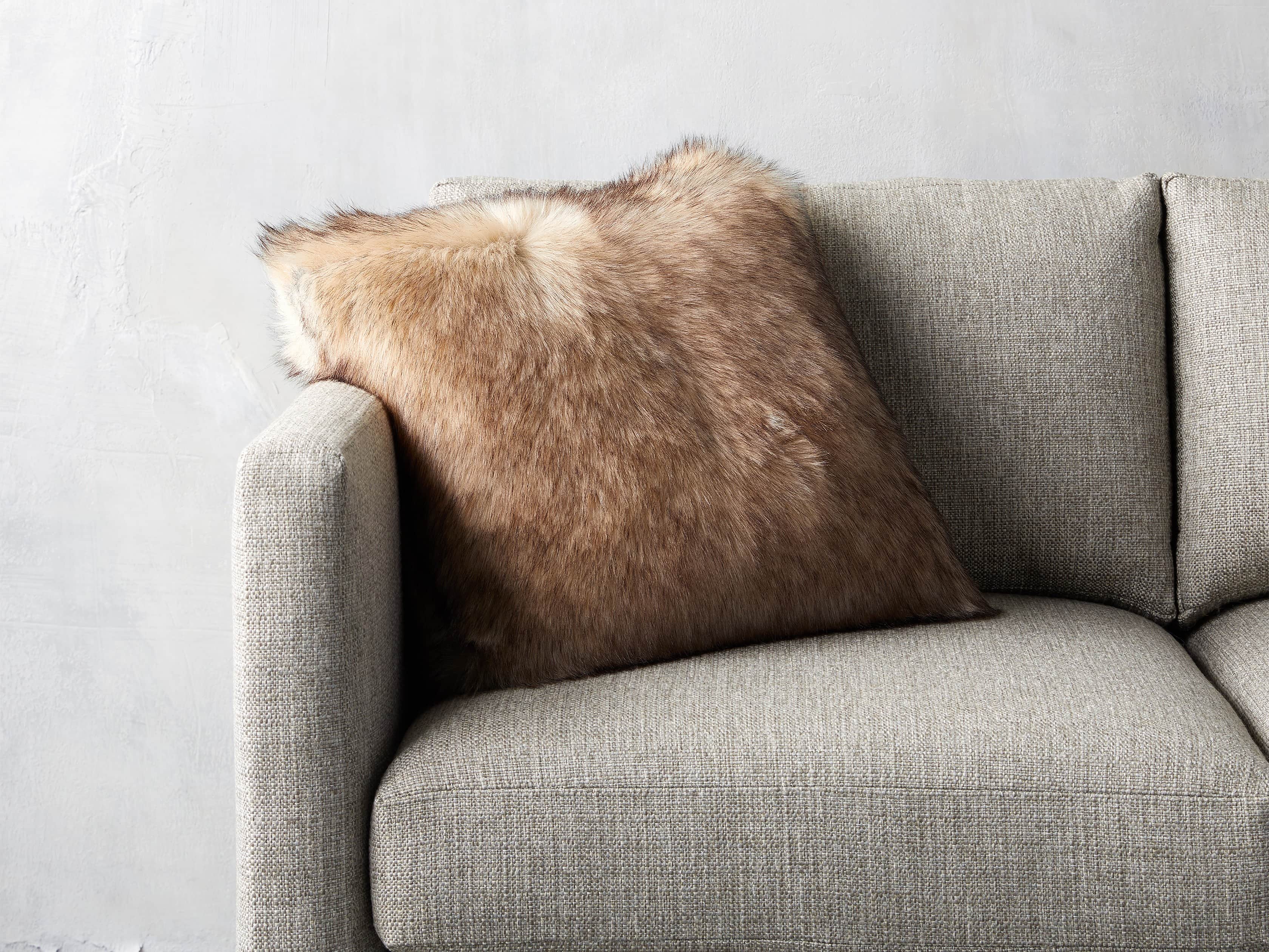 Taupe Faux Fur Pillow