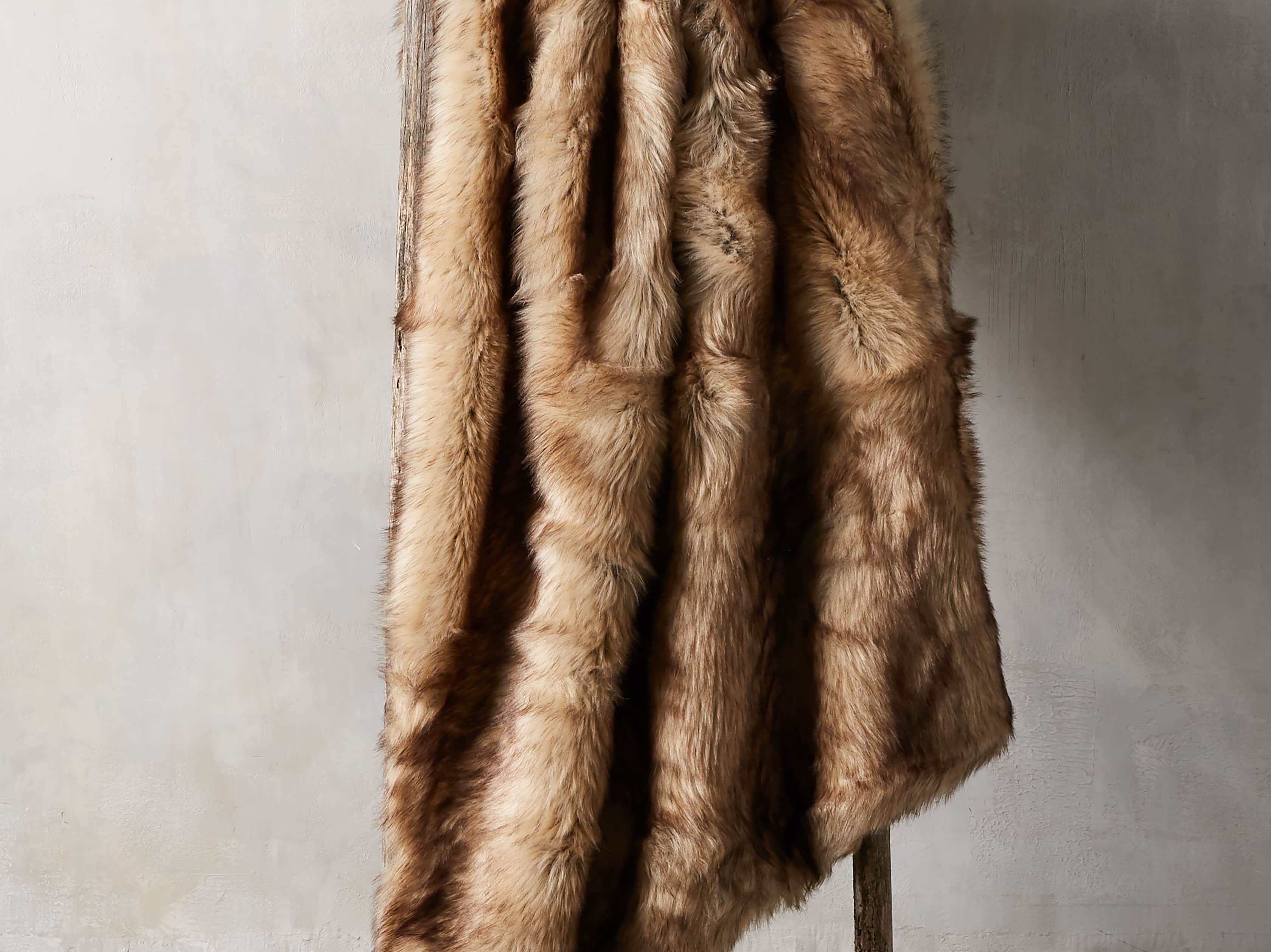 Taupe Faux Fur Throw