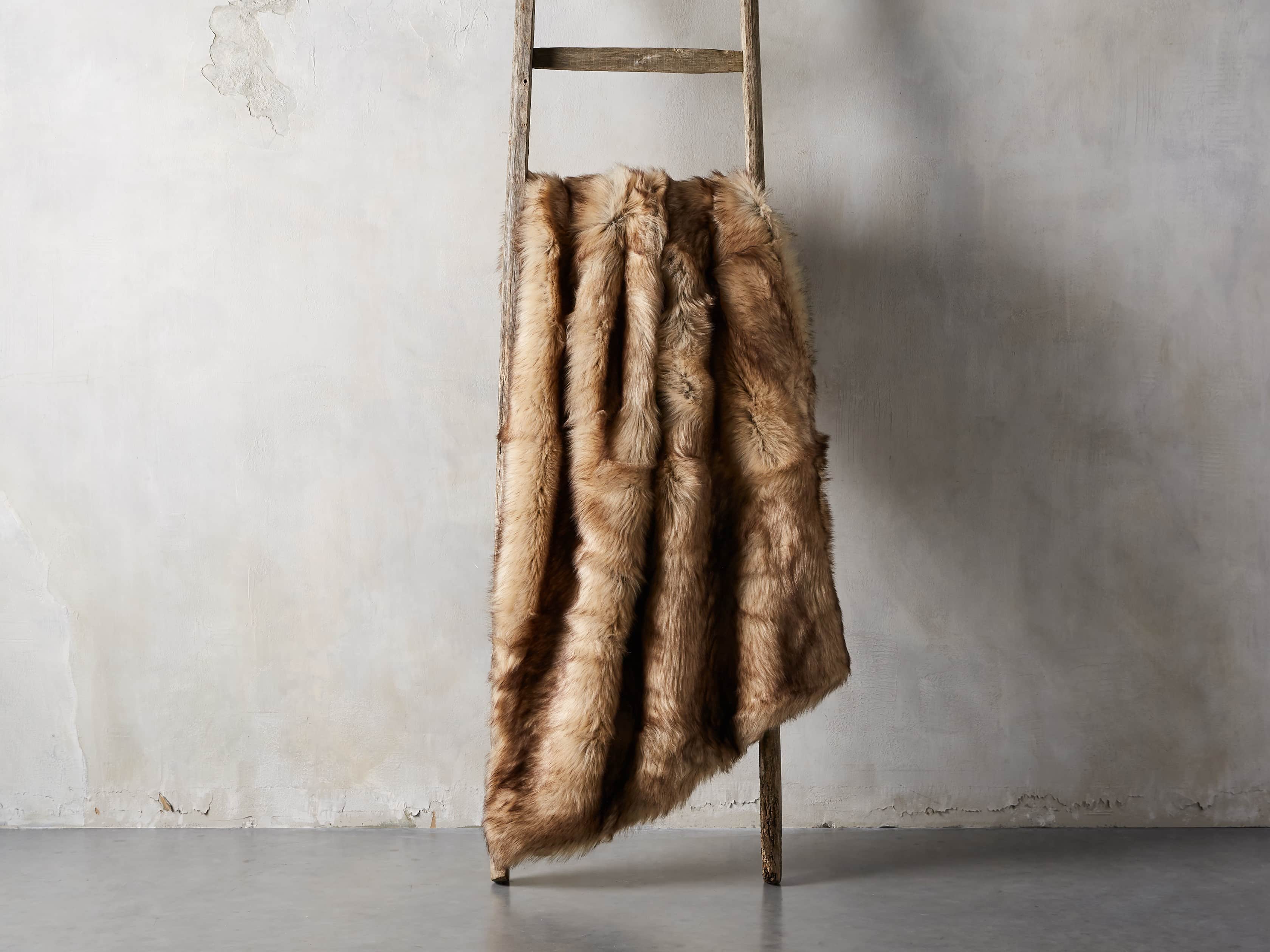 Taupe Faux Fur Throw