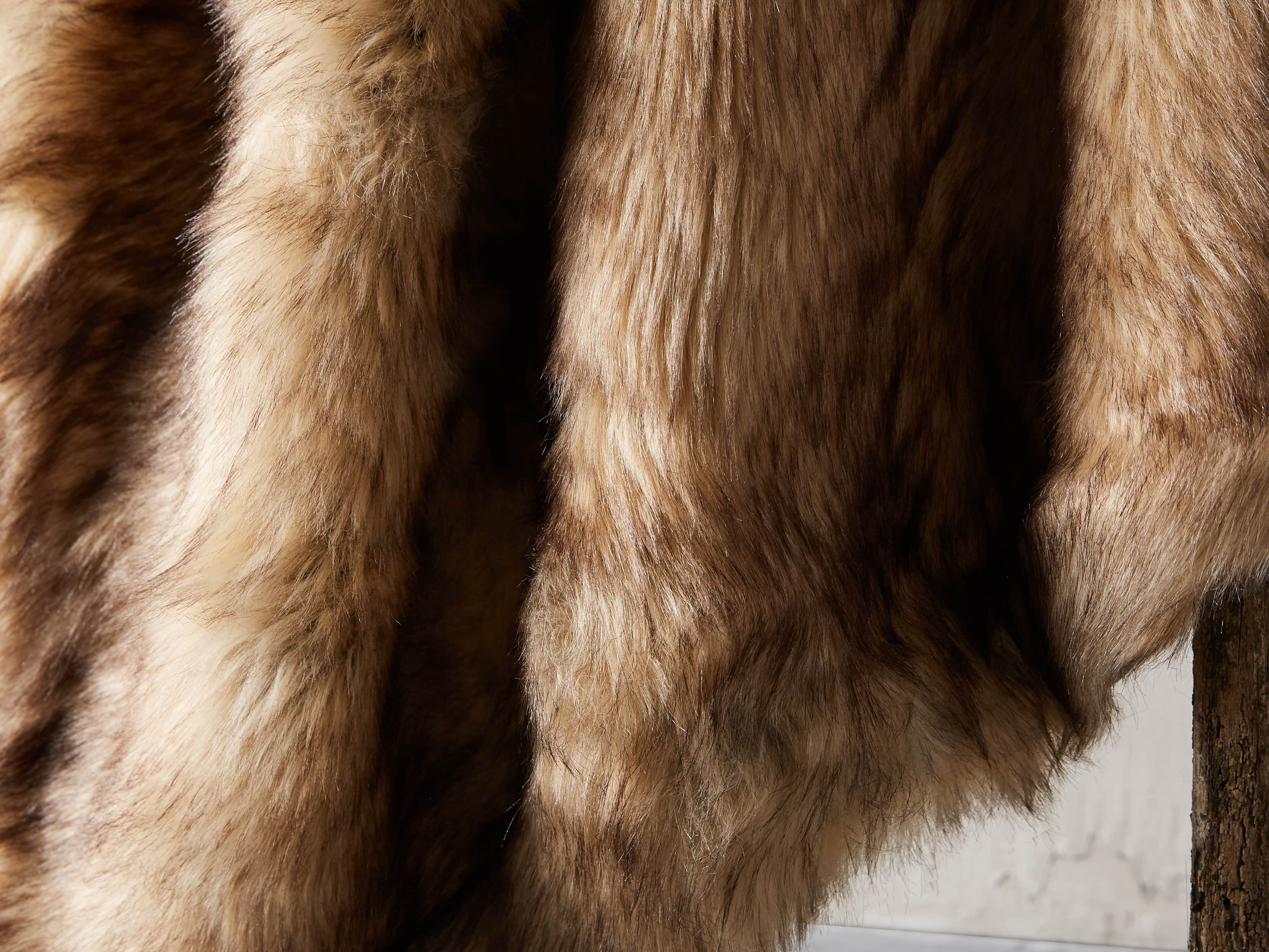 Taupe Faux Fur Throw