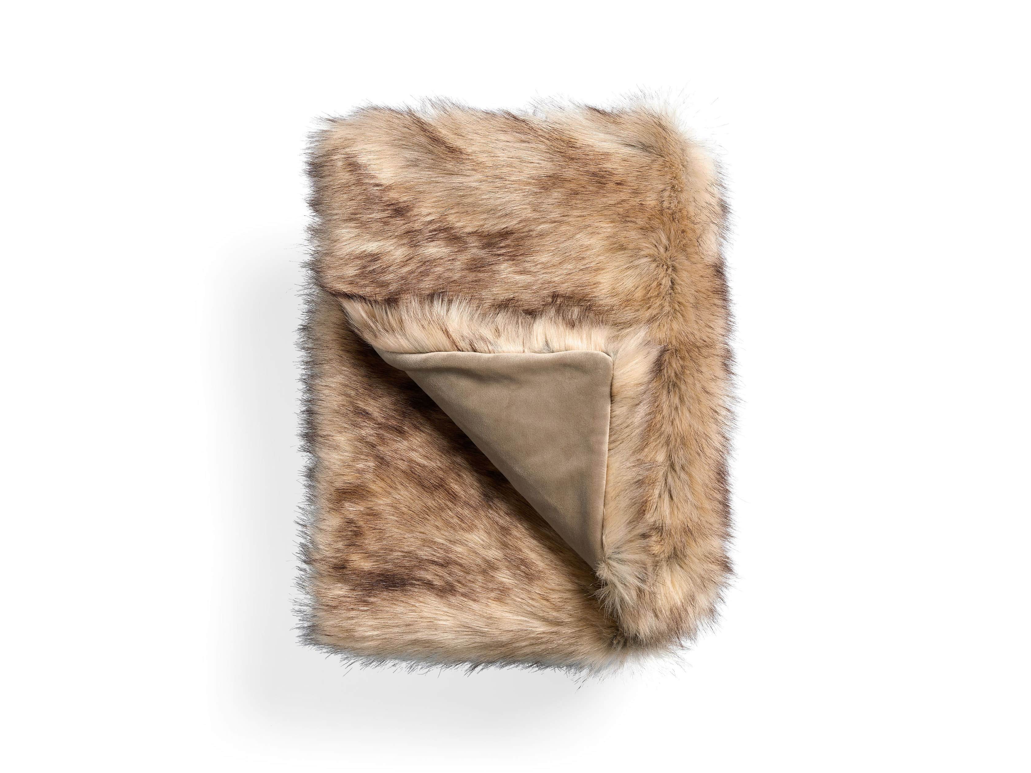 Taupe Faux Fur Throw