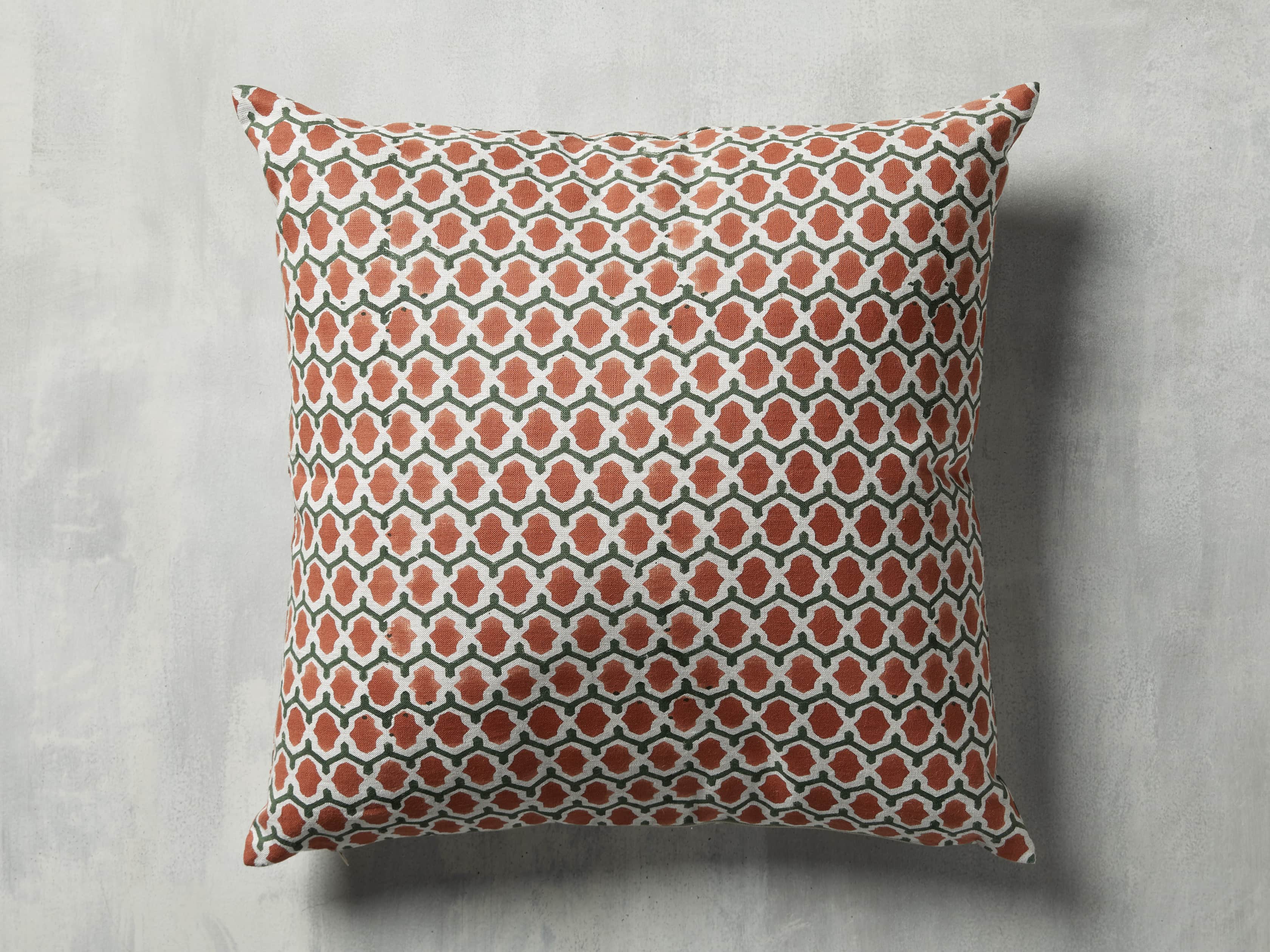 Geo Block Print 20" Pillow in Jade, slide 3 of 4