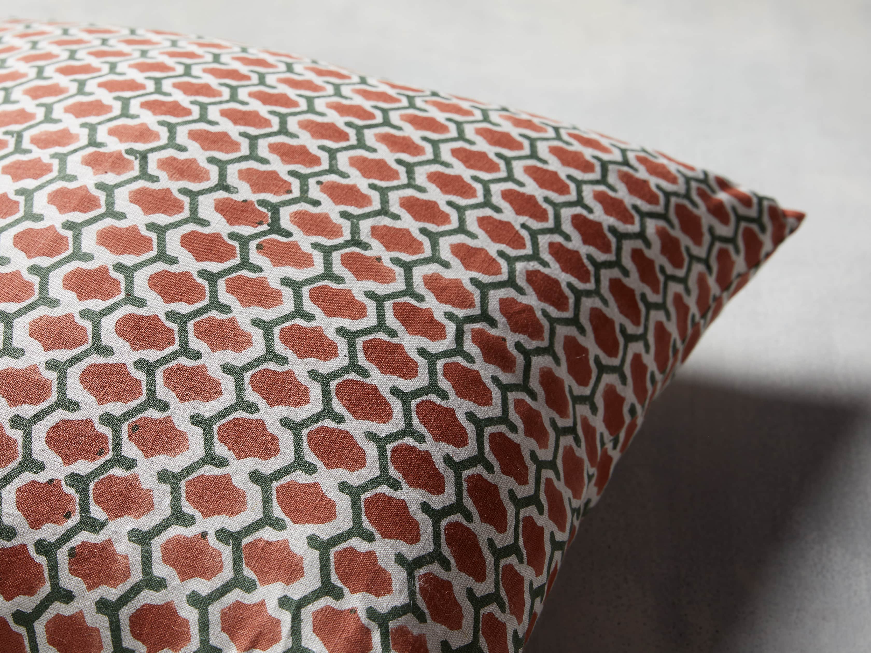 Geo Block Print 20" Pillow in Jade, slide 2 of 4