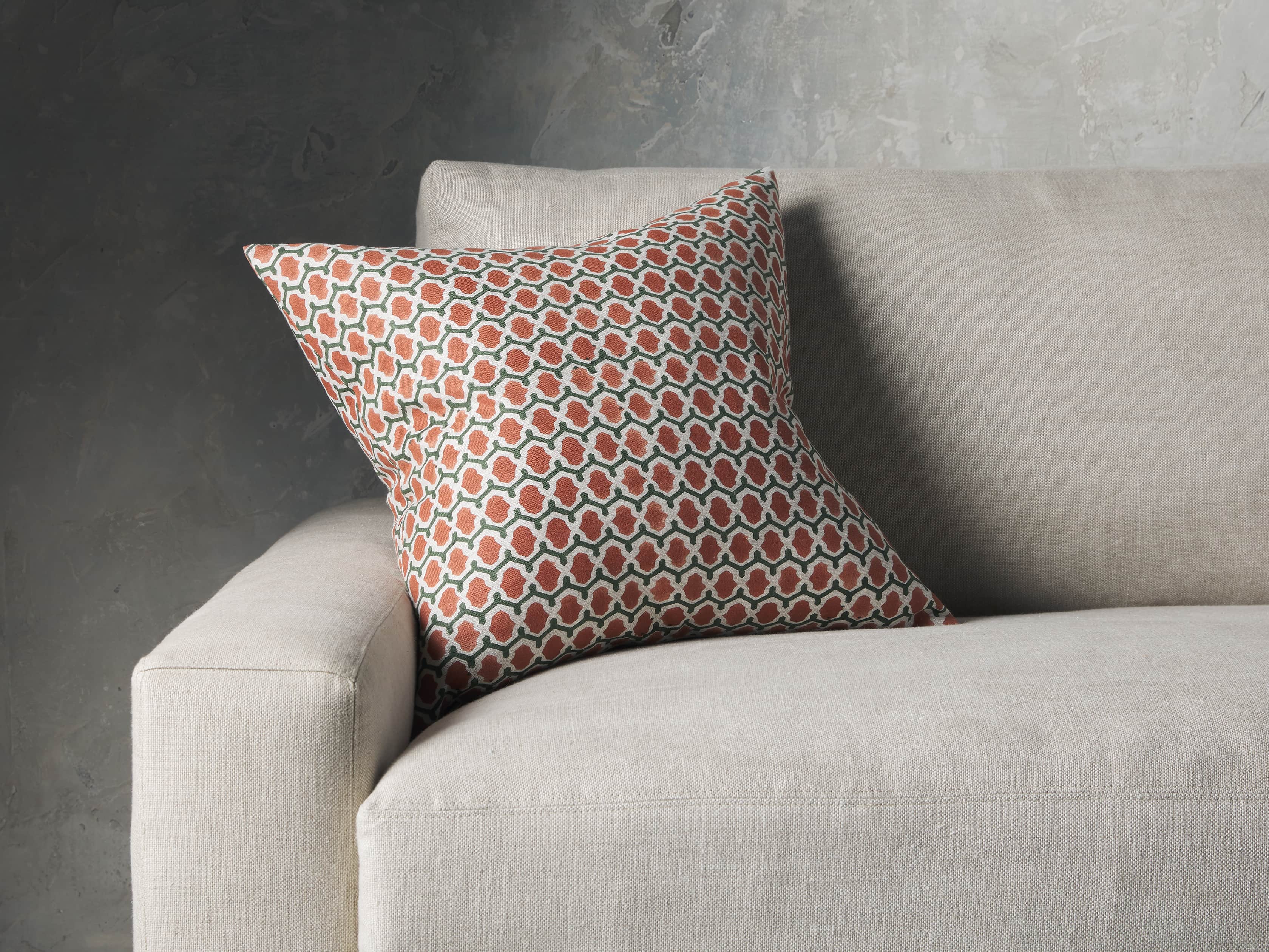 Geo Block Print 20" Pillow in Jade, slide 1 of 4