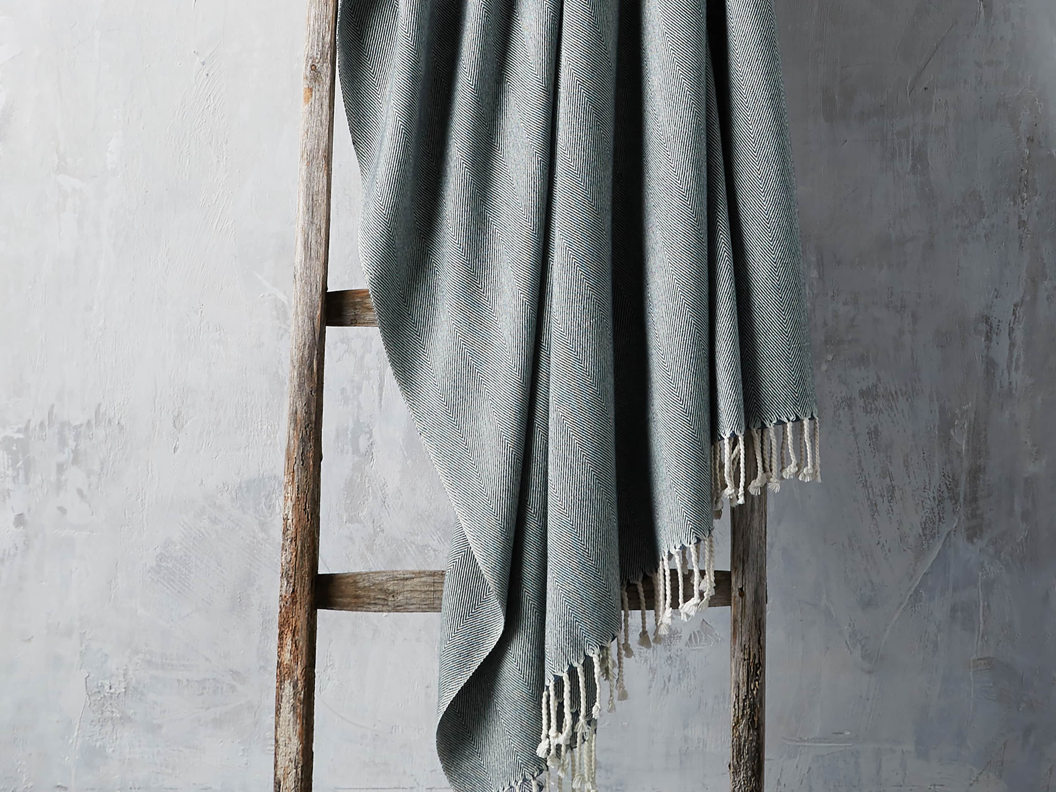 Herringbone Throw in Blue