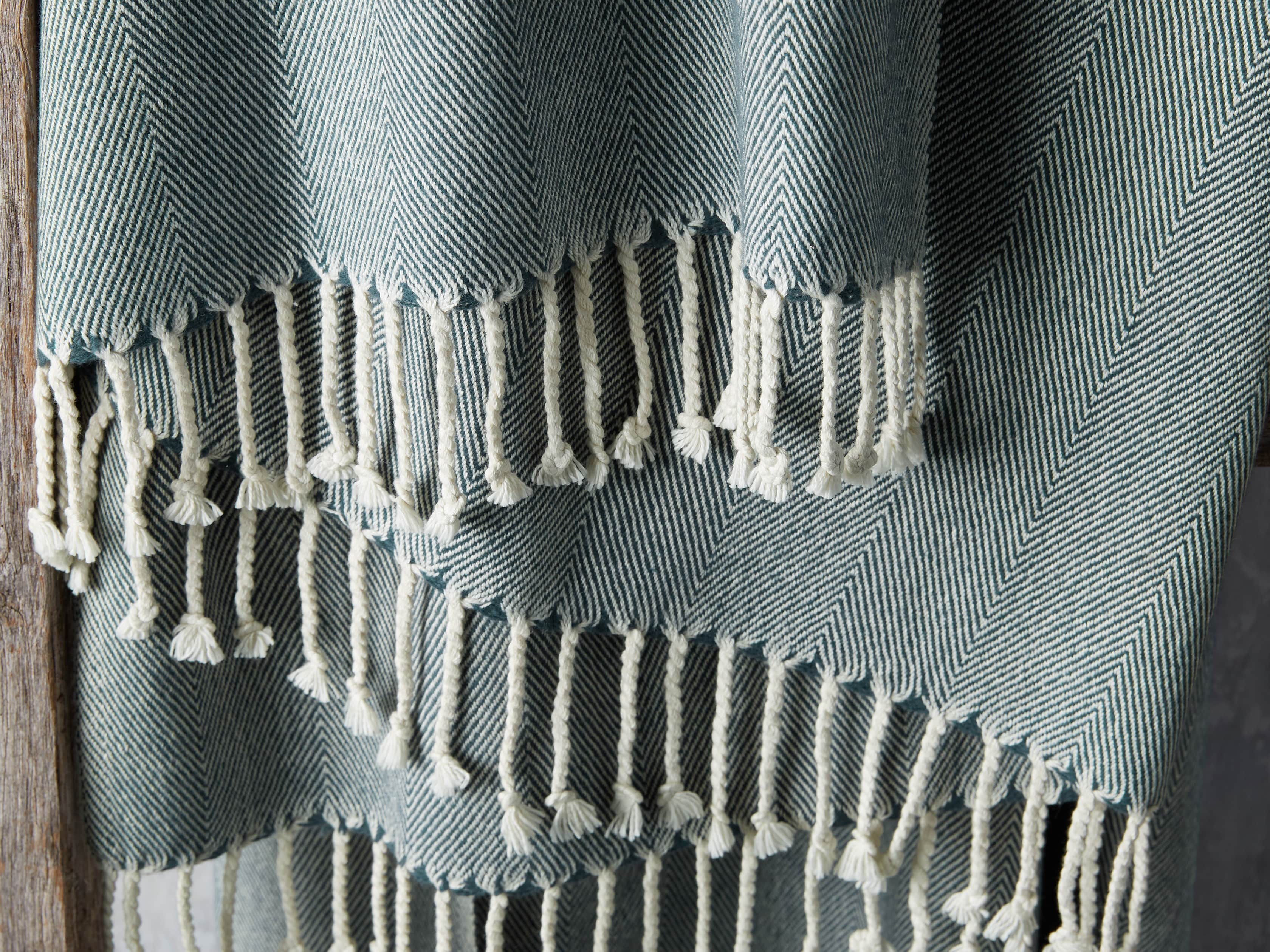 Herringbone Throw in Blue