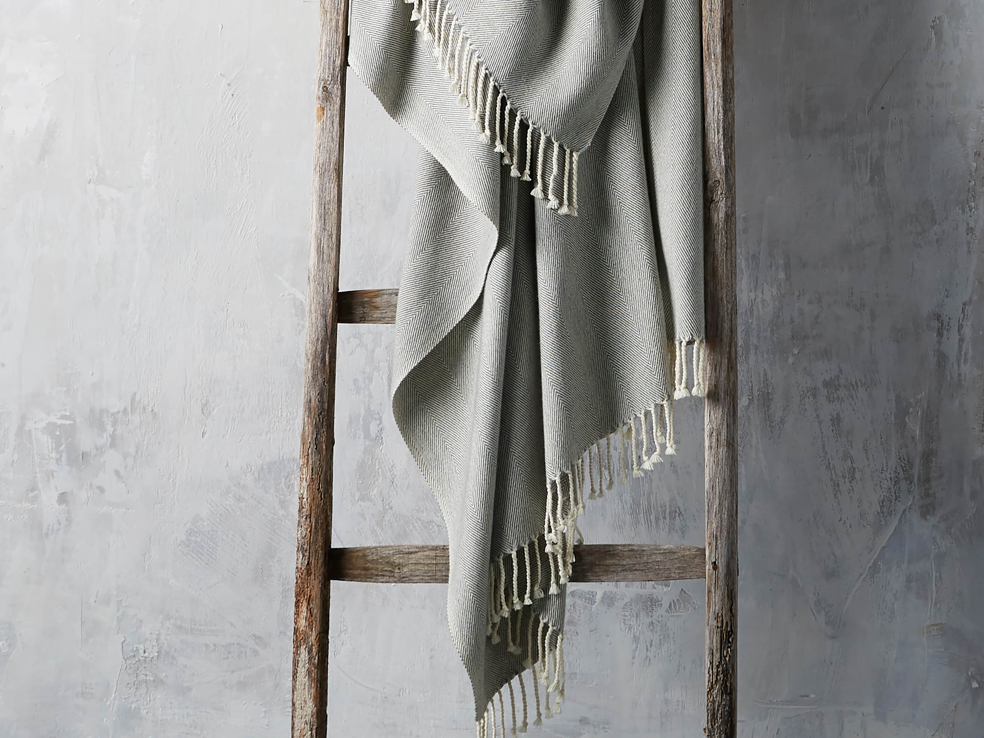 Herringbone Throw in Grey