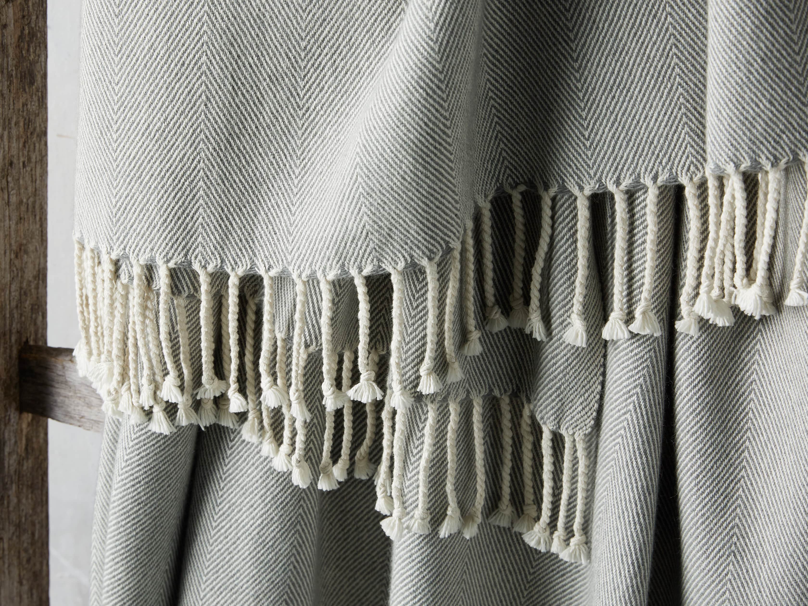 Herringbone Throw in Grey