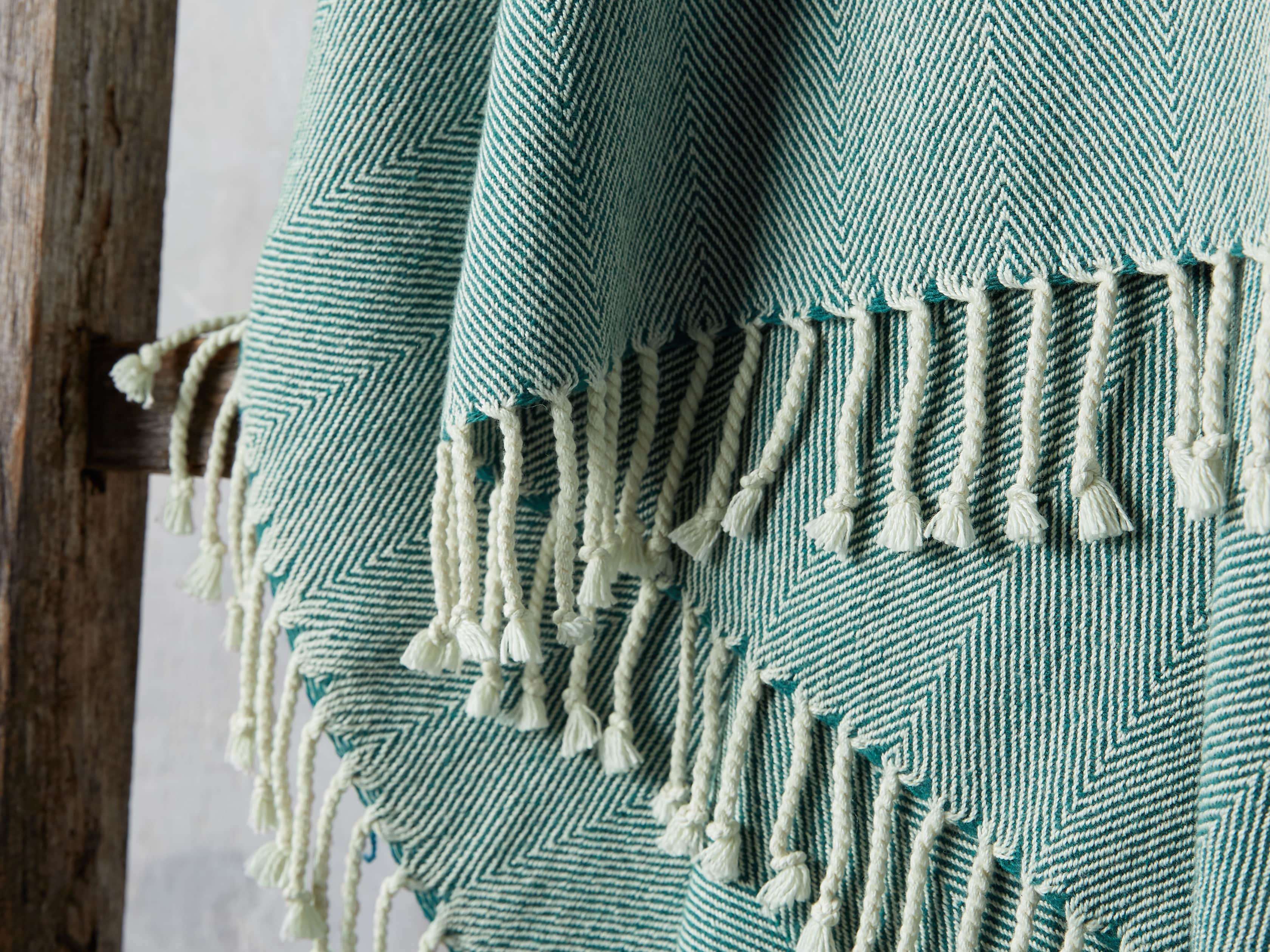 Herringbone Throw in Teal
