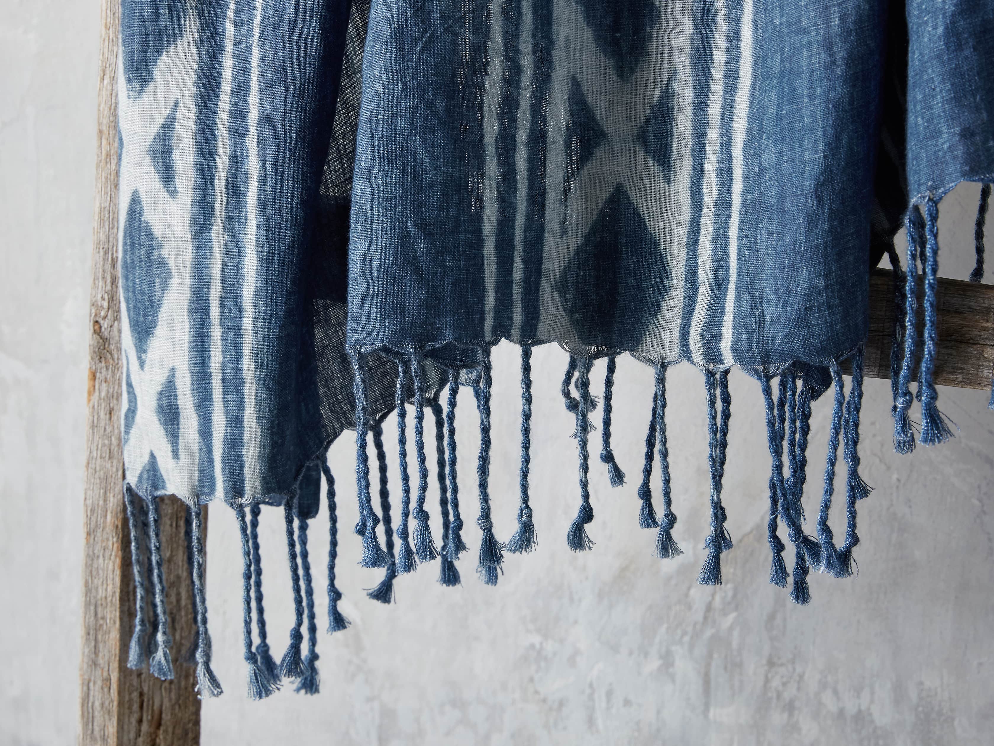 Indigo Batik Linen Throw, slide 3 of 5